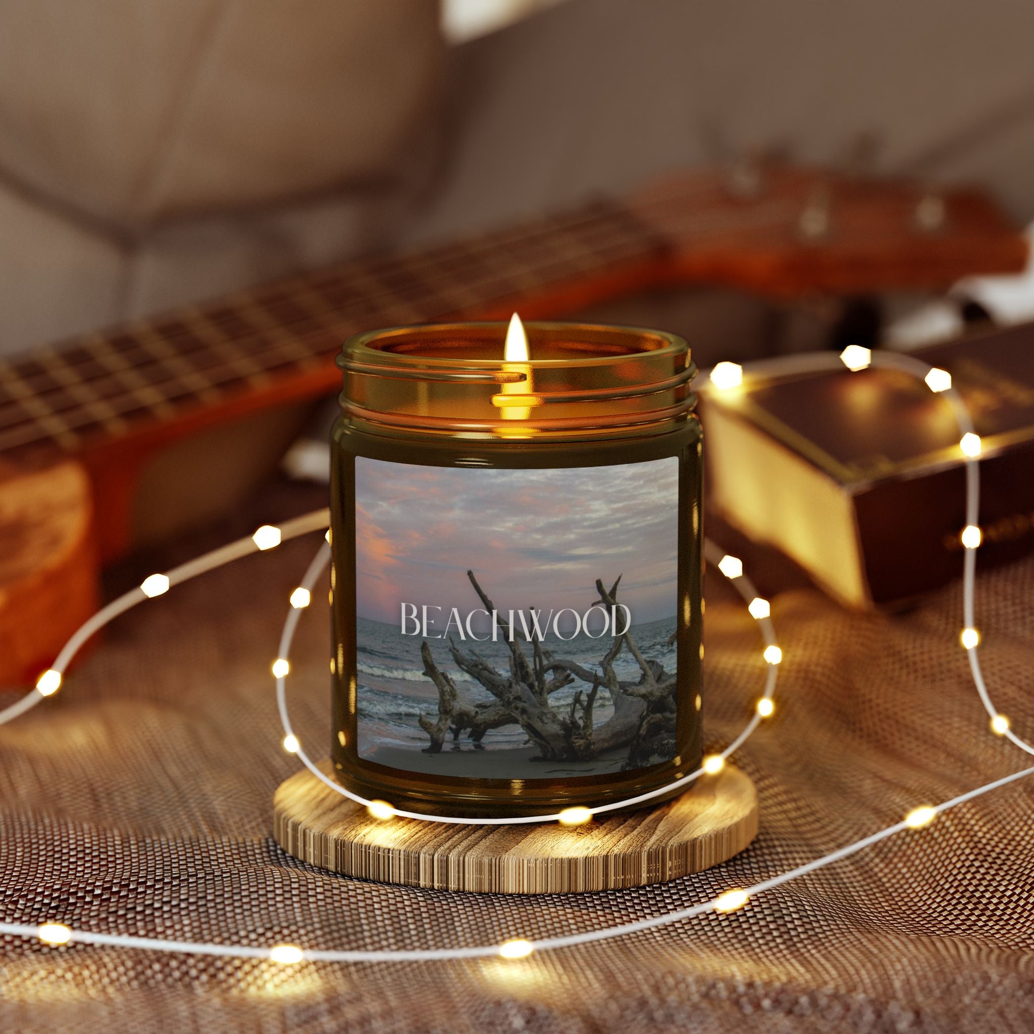 Beachwood Scented Candle, Coconut Apricot Wax, Coastal Home Fragrance, Ocean Scented Aroma, Calming Decor Gift, 4oz & 9oz