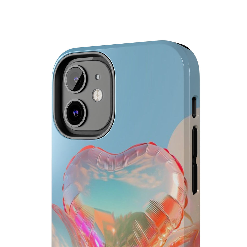 Heart Balloon Phone Case, Iridescent Love Design, iPhone & Samsung Protective Cover, Cute Aesthetic Fun, Girls Women Unique Gift