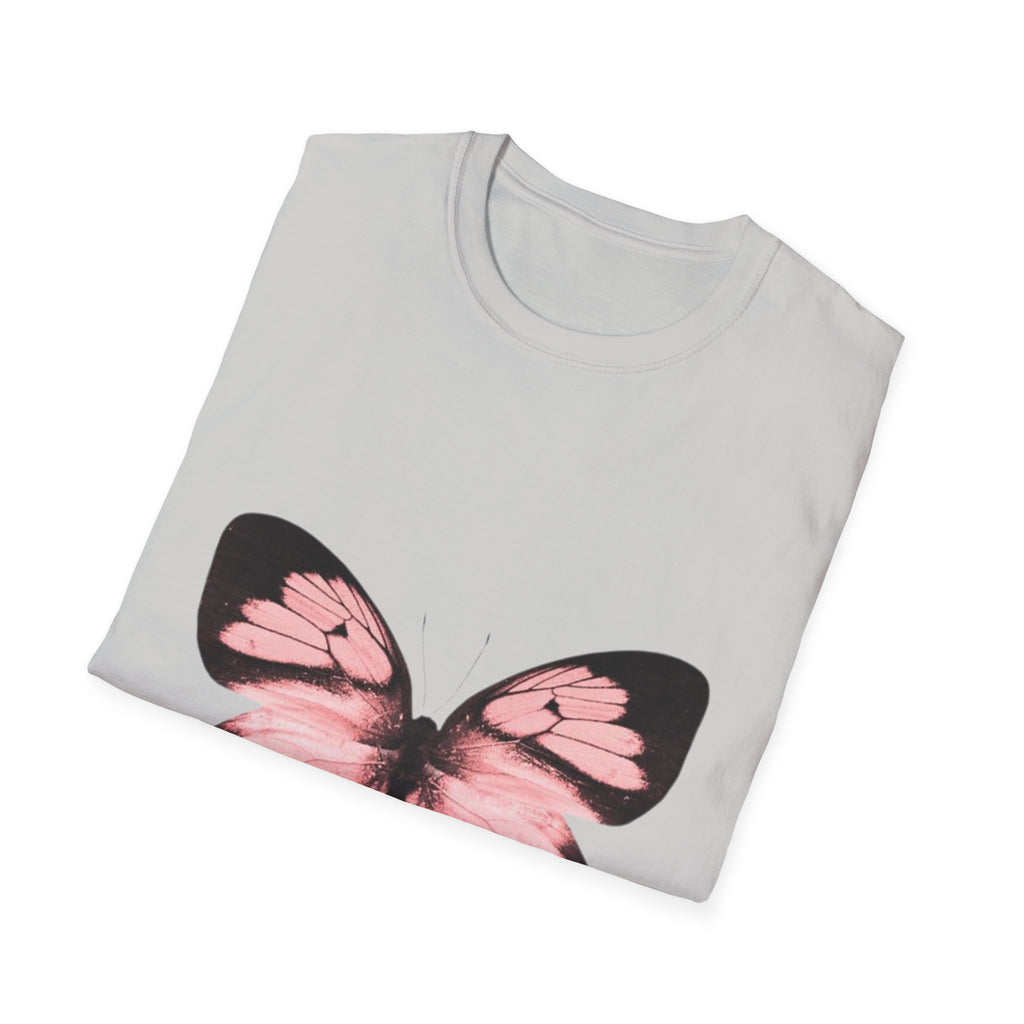 Pink Butterfly T-Shirt, Aesthetic Insect Graphic Tee, Nature Art Shirt, Soft Cotton Apparel, Unique Gift for Women Men