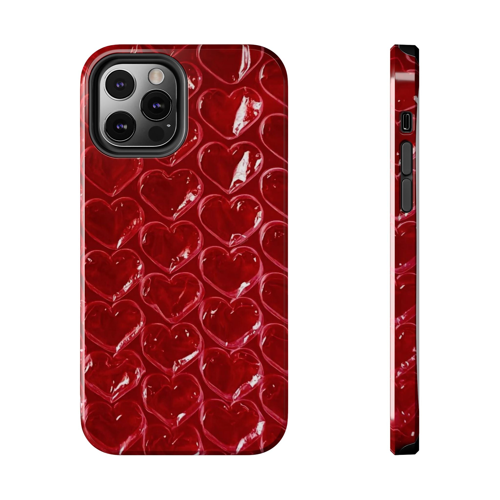 Red Heart Bubble Phone Case,  iPhone & Samsung Cute Love Pattern, Slim Protective Cover, Girls Women Design