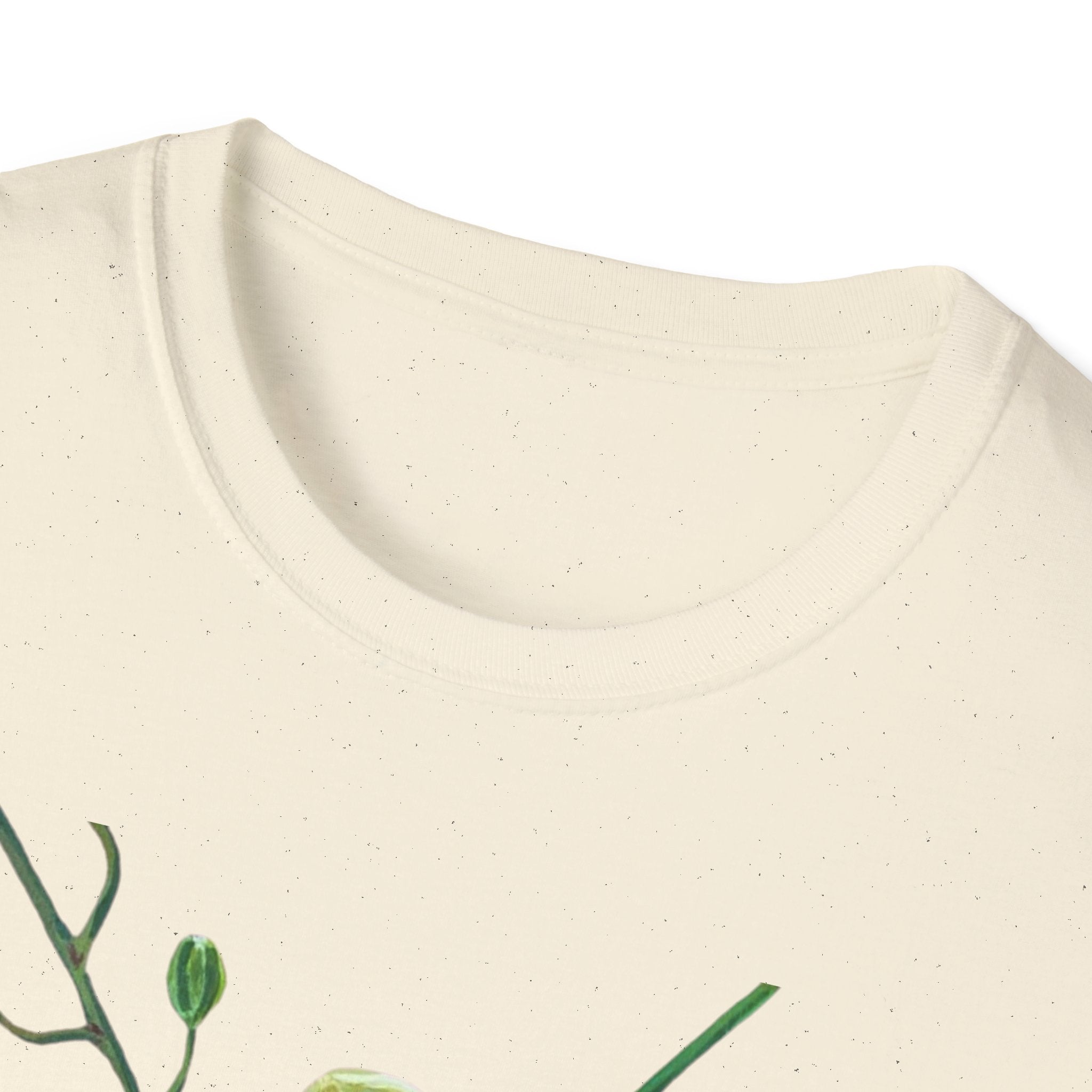 Green Orchid T-Shirt, Botanical Floral Graphic Tee, Nature Plant Art Shirt, Soft Cotton Apparel, Unique Gift for Women Men