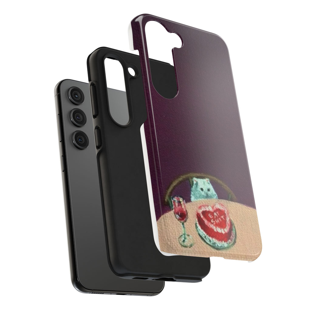 Cute Cat Phone Case, Funny Pet Animal Design, iPhone & Samsung Protective Cover, Birthday Cake Art, Unique Gift for Cat Lovers