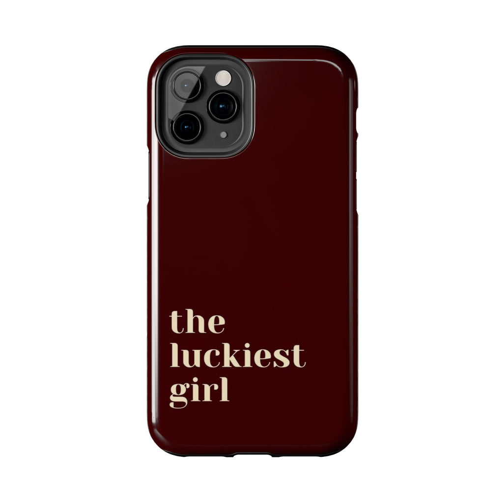 Burgundy Red Phone Case Minimal Aesthetic Protective The Luckiest Girl