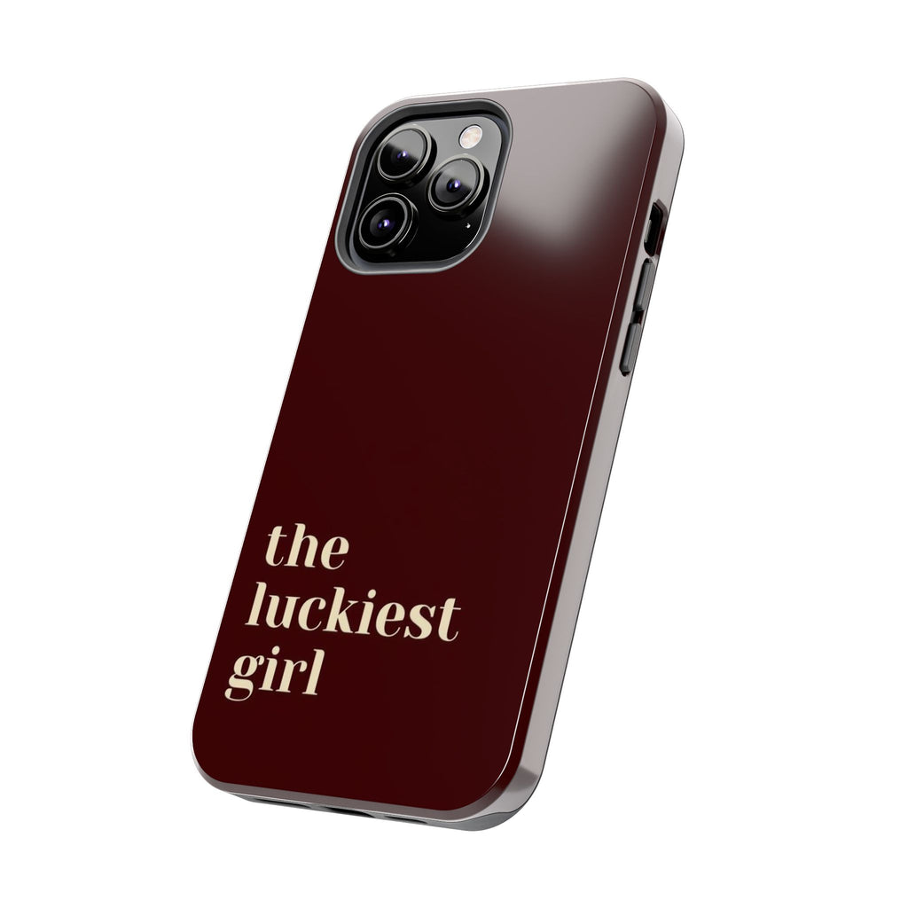 Burgundy Red Phone Case Minimal Aesthetic Protective The Luckiest Girl