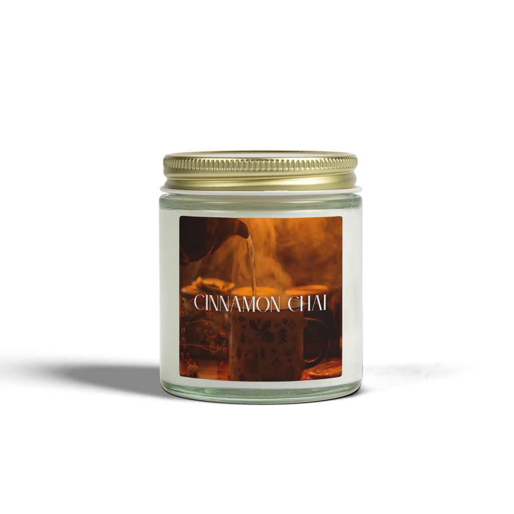 Cinnamon Chai Scented Candle, Coconut Apricot Wax, Warm Spice Aroma, Autumn Fall Scent, Holiday Home Decor Gift, 4oz & 9oz