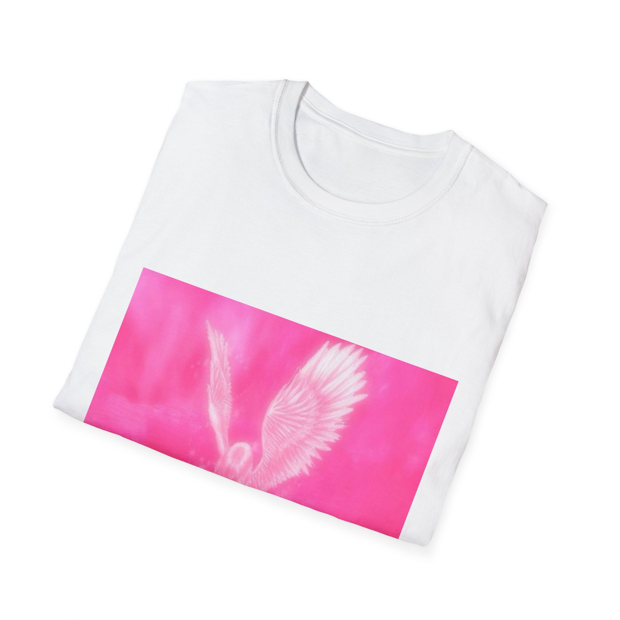 Pink Angel T-Shirt, Aesthetic Wing Graphic Tee, Heavenly Art Shirt, Soft Cotton Apparel, Unique Gift for Women Men