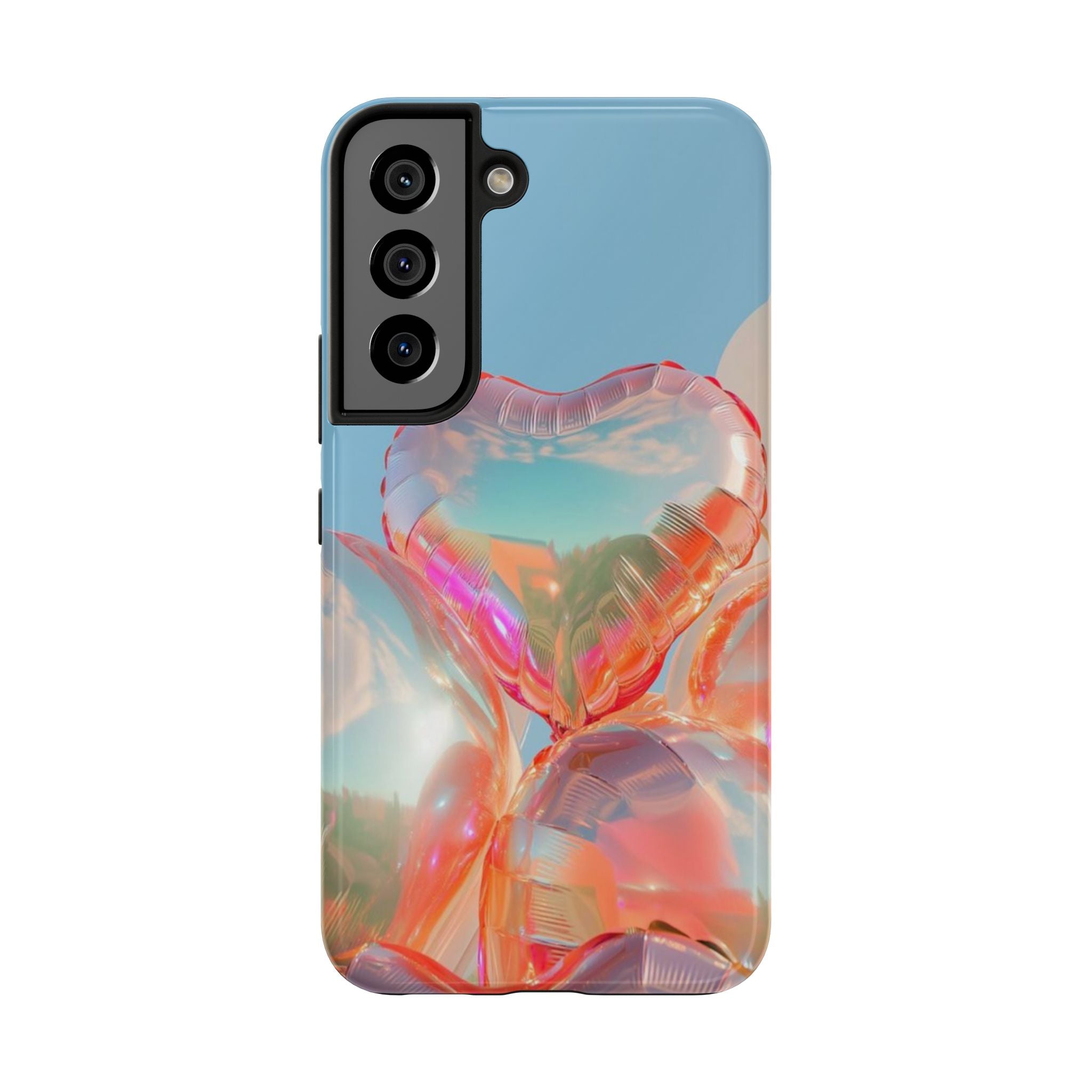 Heart Balloon Phone Case, Iridescent Love Design, iPhone & Samsung Protective Cover, Cute Aesthetic Fun, Girls Women Unique Gift
