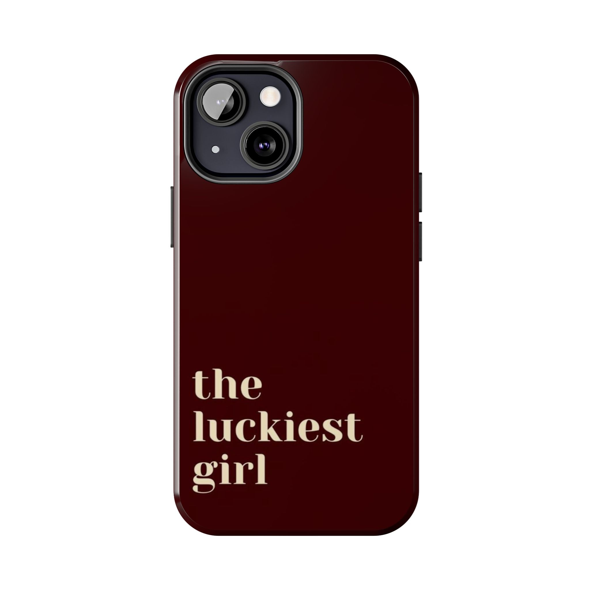 Burgundy Red Phone Case Minimal Aesthetic Protective The Luckiest Girl