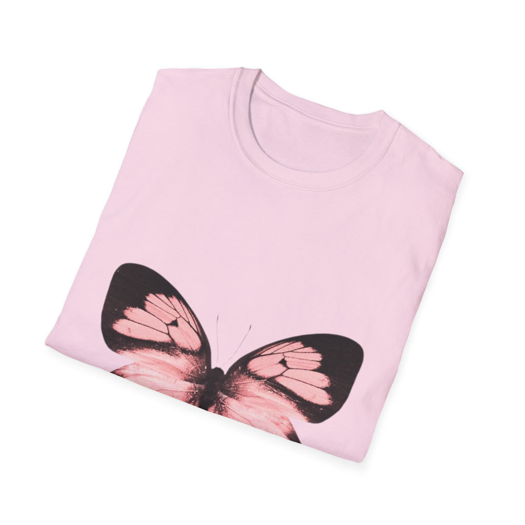 Pink Butterfly T-Shirt, Aesthetic Insect Graphic Tee, Nature Art Shirt, Soft Cotton Apparel, Unique Gift for Women Men