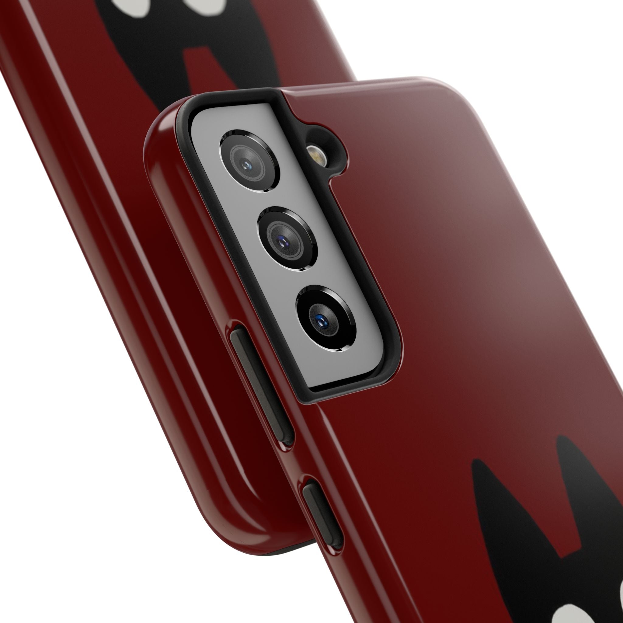 Black Cat Phone Case – Minimal Cute Design, Slim Protective Burgundy Cover