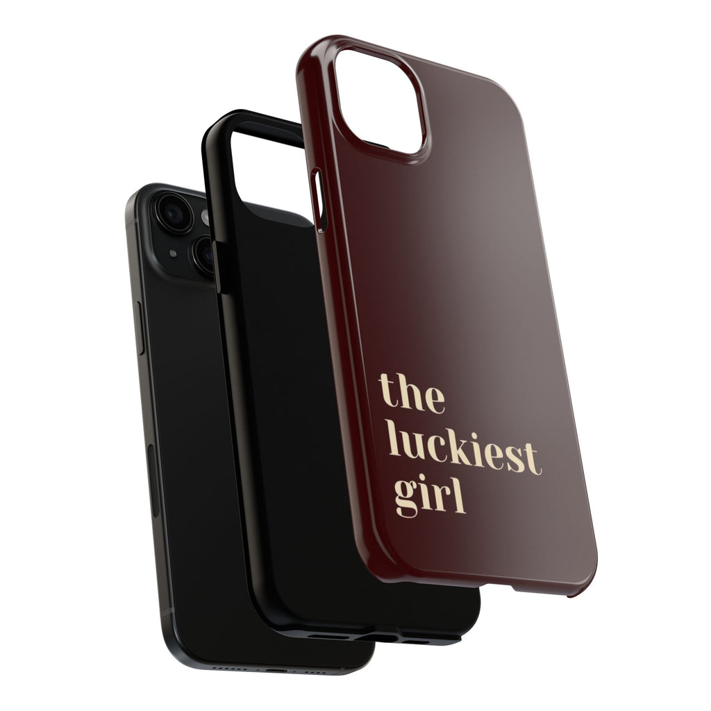Burgundy Red Phone Case Minimal Aesthetic Protective The Luckiest Girl