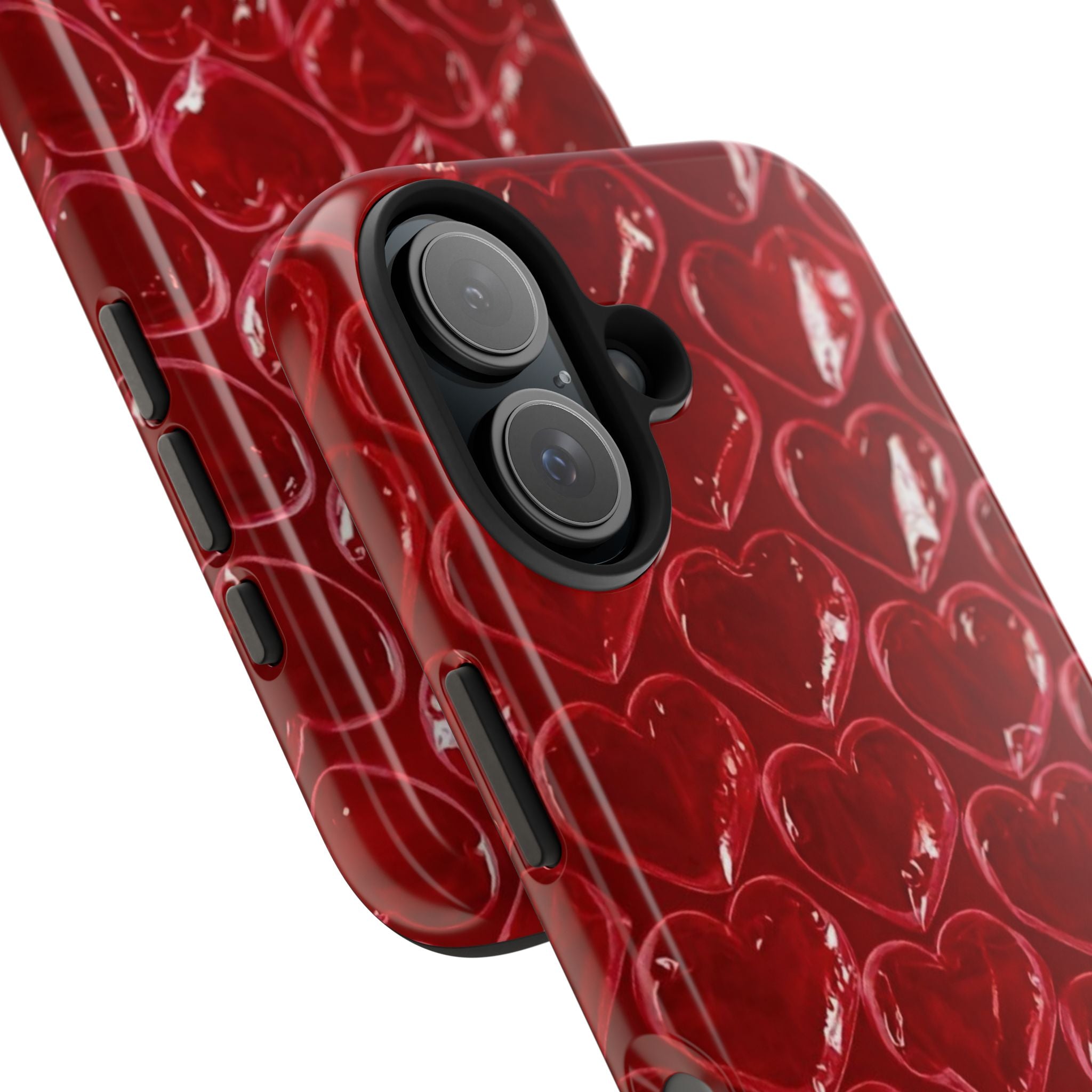 Red Heart Bubble Phone Case,  iPhone & Samsung Cute Love Pattern, Slim Protective Cover, Girls Women Design