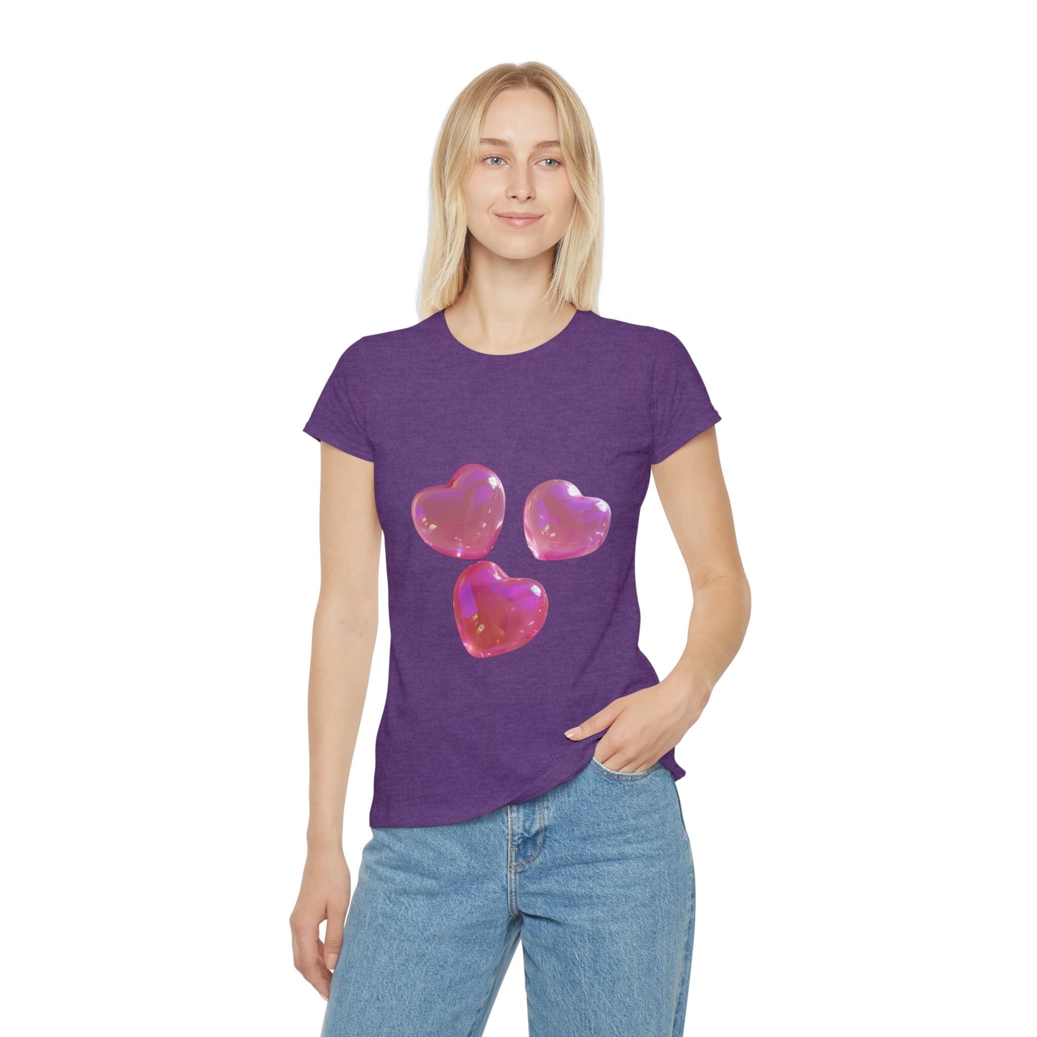 Jelly Pink Hearts T-Shirt, Cute Love Graphic Tee, Aesthetic Heart Design, Soft Cotton Apparel, Unique Gift for Women Girls