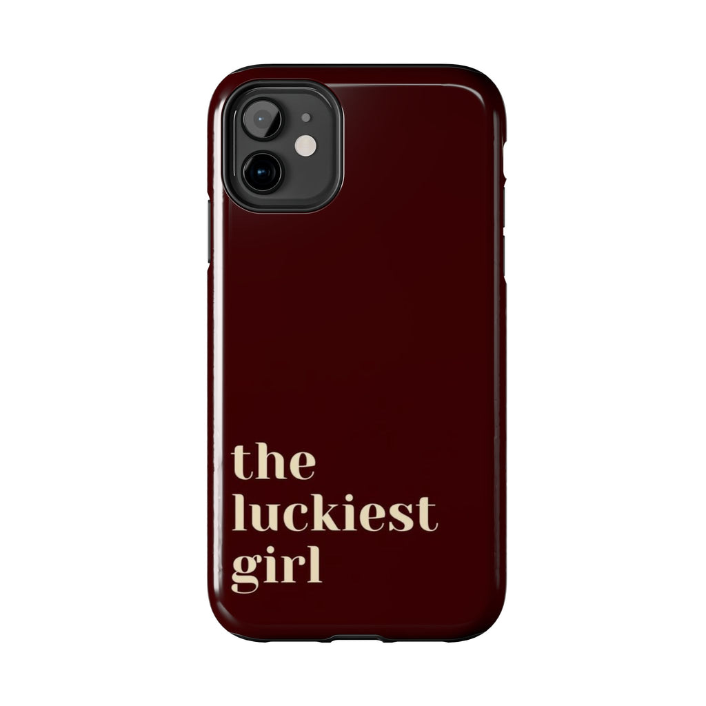Burgundy Red Phone Case Minimal Aesthetic Protective The Luckiest Girl