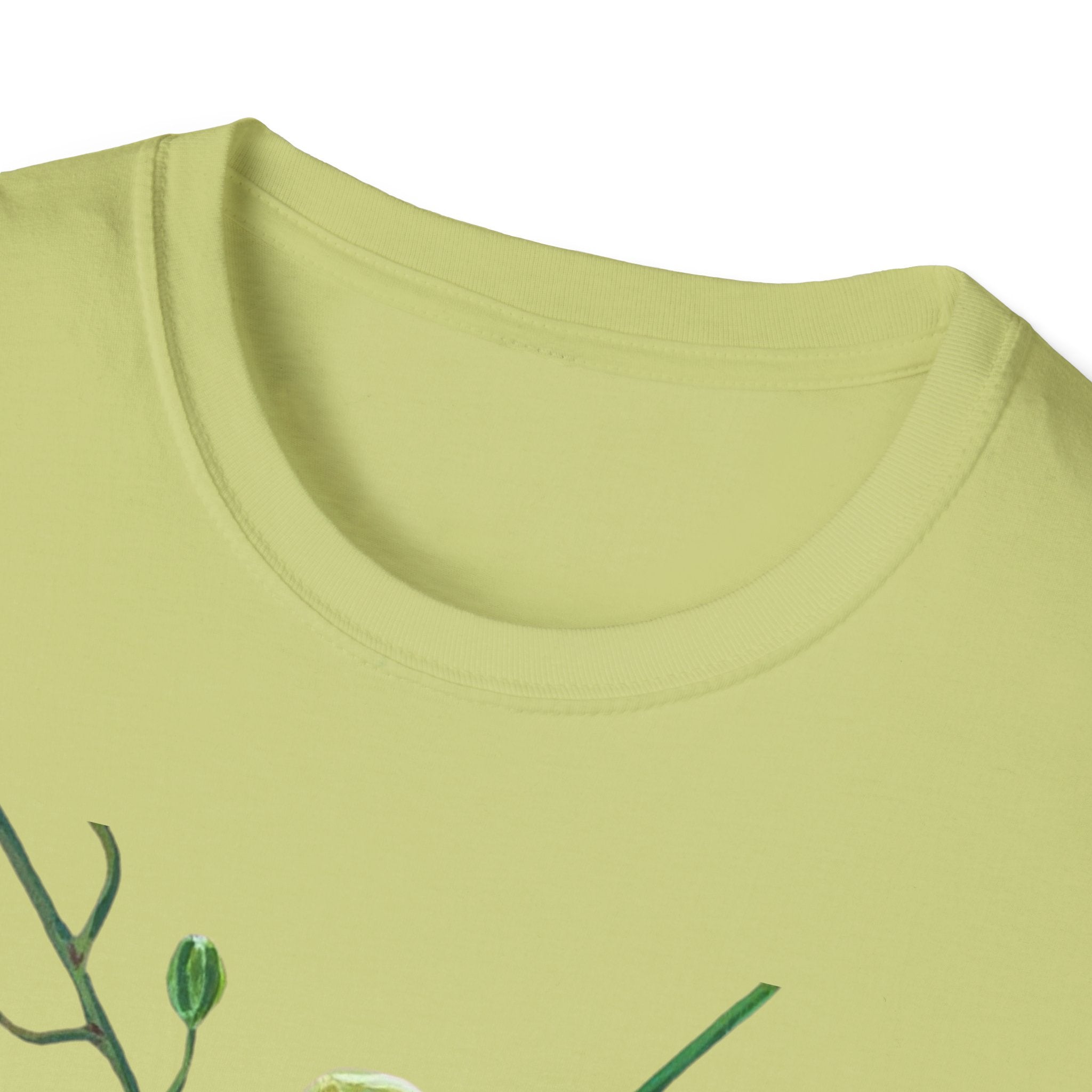 Green Orchid T-Shirt, Botanical Floral Graphic Tee, Nature Plant Art Shirt, Soft Cotton Apparel, Unique Gift for Women Men