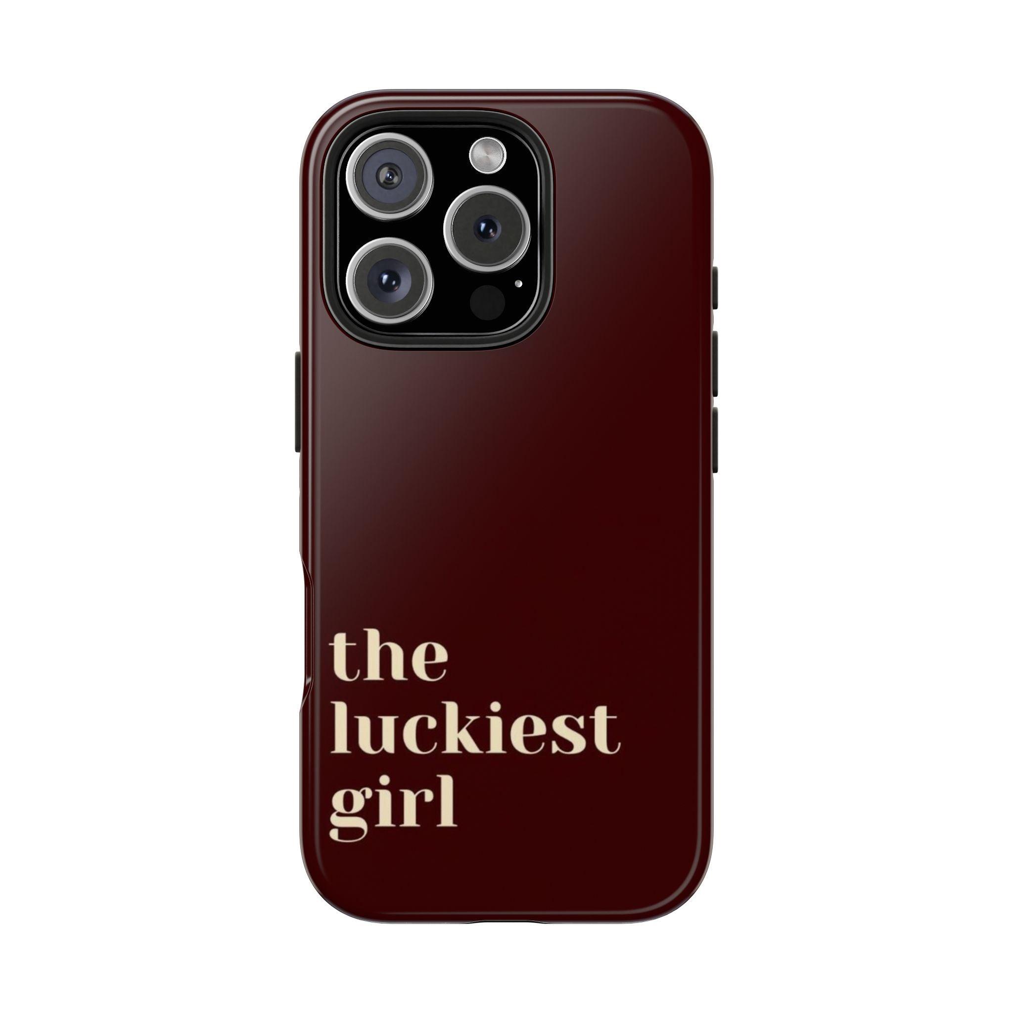 Burgundy Red Phone Case Minimal Aesthetic Protective The Luckiest Girl