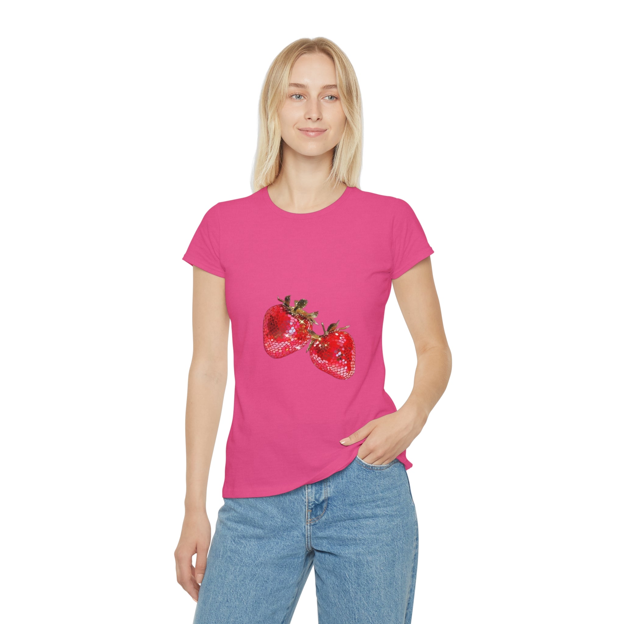 Disco Strawberry T-Shirt, Sweet Fruit Graphic Tee, Summer Picnic Style, Soft Cotton Apparel, Unique Gift for Women Girls