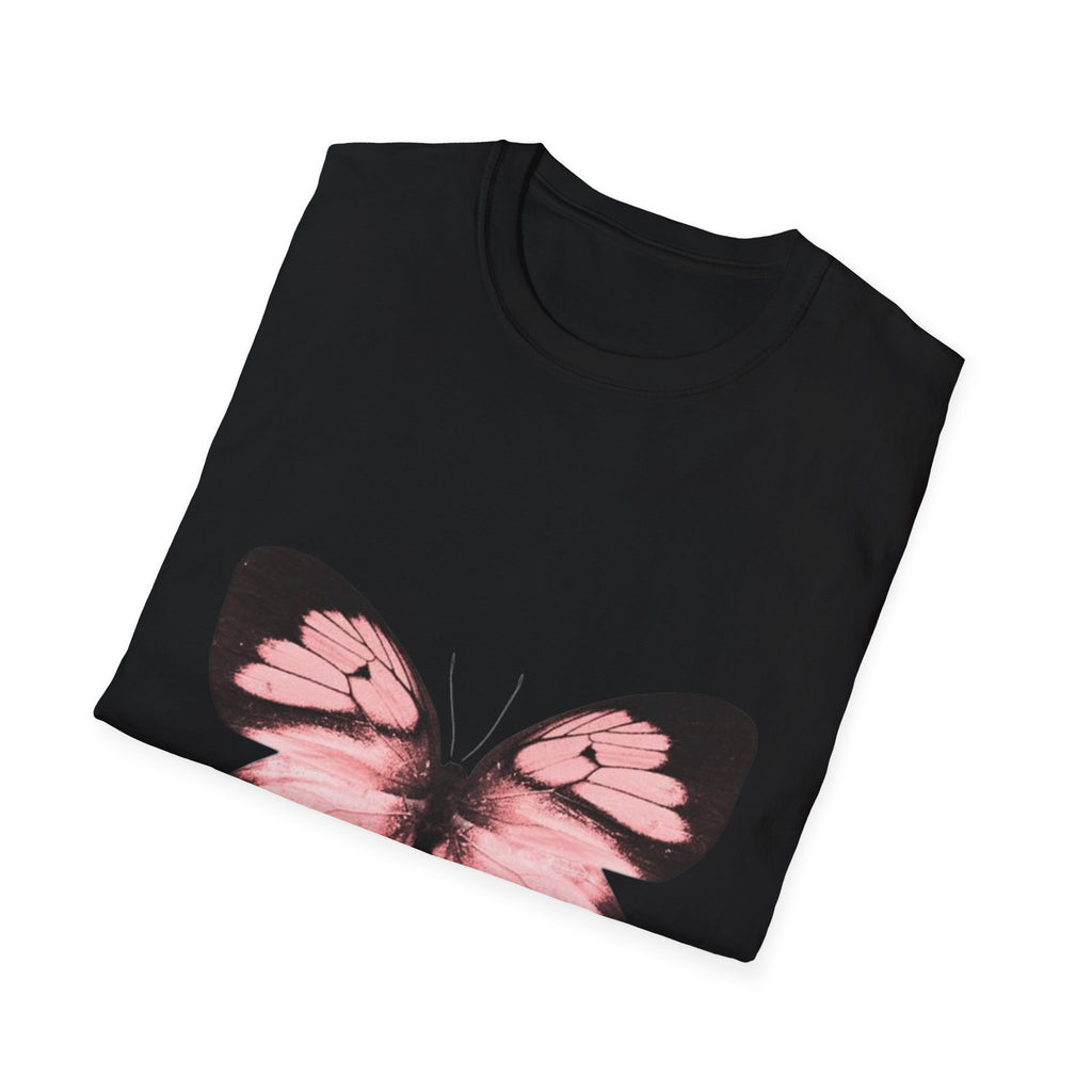 Pink Butterfly T-Shirt, Aesthetic Insect Graphic Tee, Nature Art Shirt, Soft Cotton Apparel, Unique Gift for Women Men