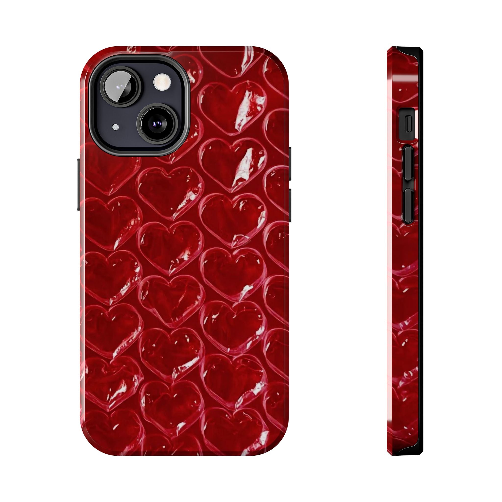 Red Heart Bubble Phone Case,  iPhone & Samsung Cute Love Pattern, Slim Protective Cover, Girls Women Design