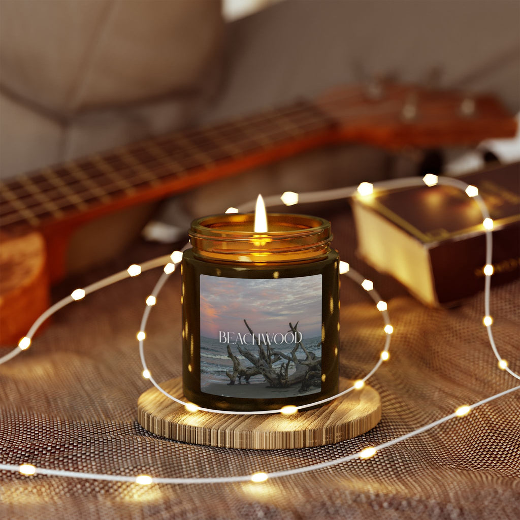 Beachwood Scented Candle, Coconut Apricot Wax, Coastal Home Fragrance, Ocean Scented Aroma, Calming Decor Gift, 4oz & 9oz