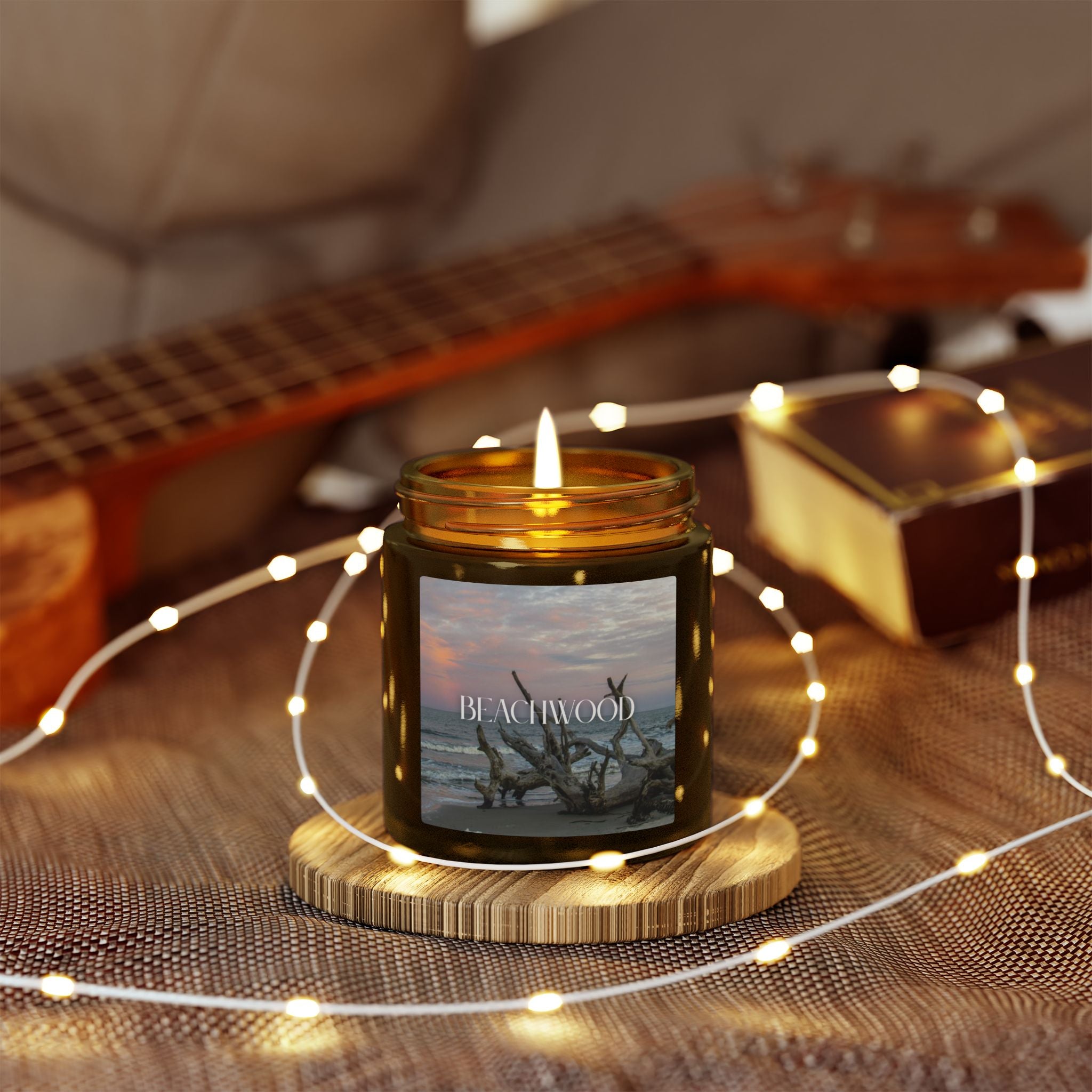 Beachwood Scented Candle, Coconut Apricot Wax, Coastal Home Fragrance, Ocean Scented Aroma, Calming Decor Gift, 4oz & 9oz