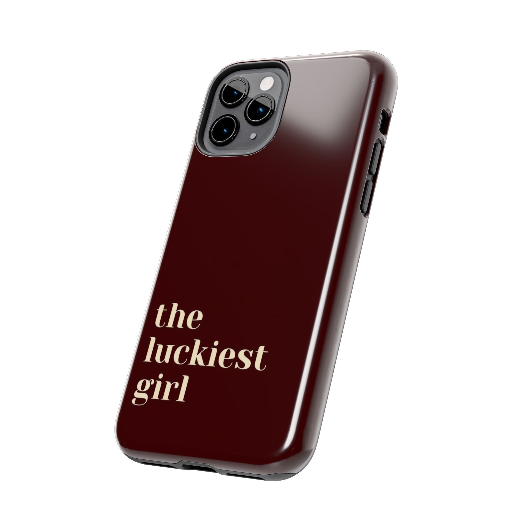 Burgundy Red Phone Case Minimal Aesthetic Protective The Luckiest Girl