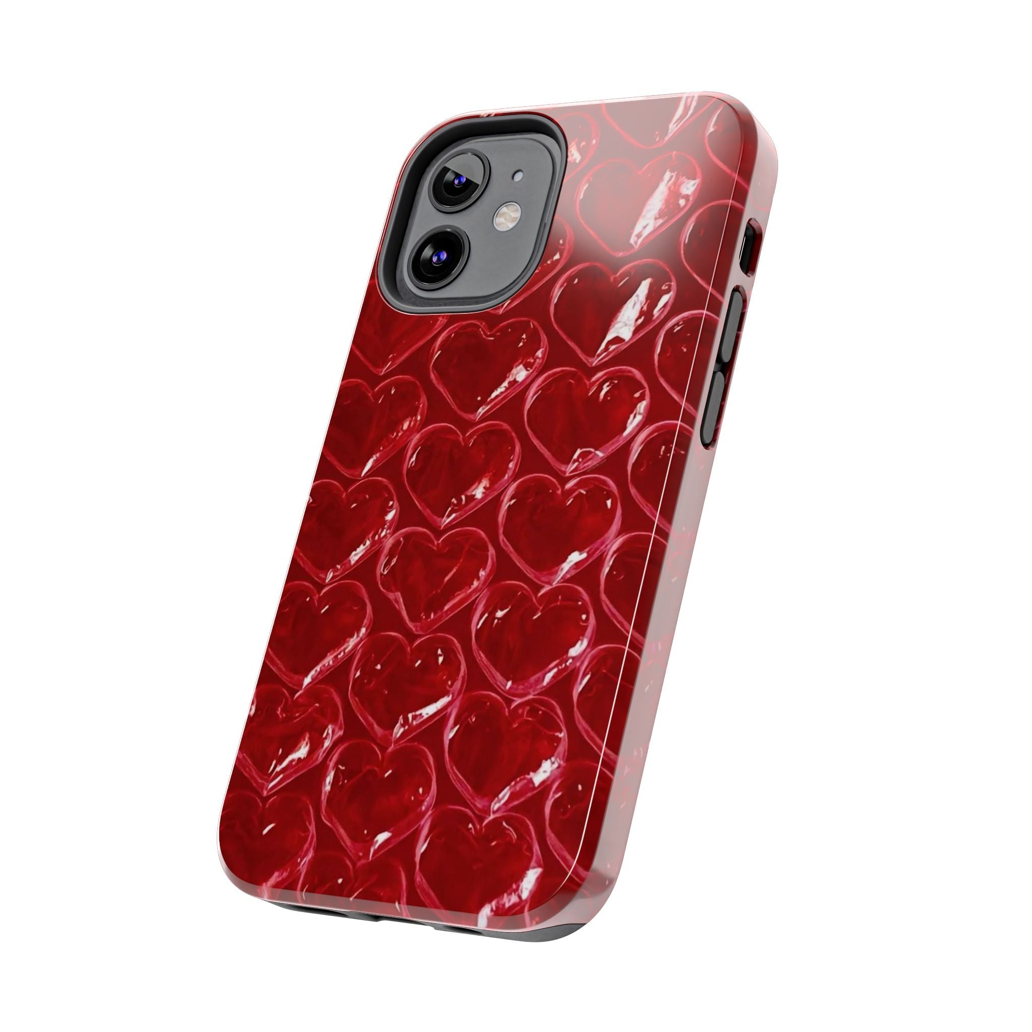 Red Heart Bubble Phone Case,  iPhone & Samsung Cute Love Pattern, Slim Protective Cover, Girls Women Design