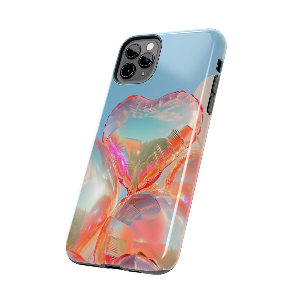 Heart Balloon Phone Case, Iridescent Love Design, iPhone & Samsung Protective Cover, Cute Aesthetic Fun, Girls Women Unique Gift