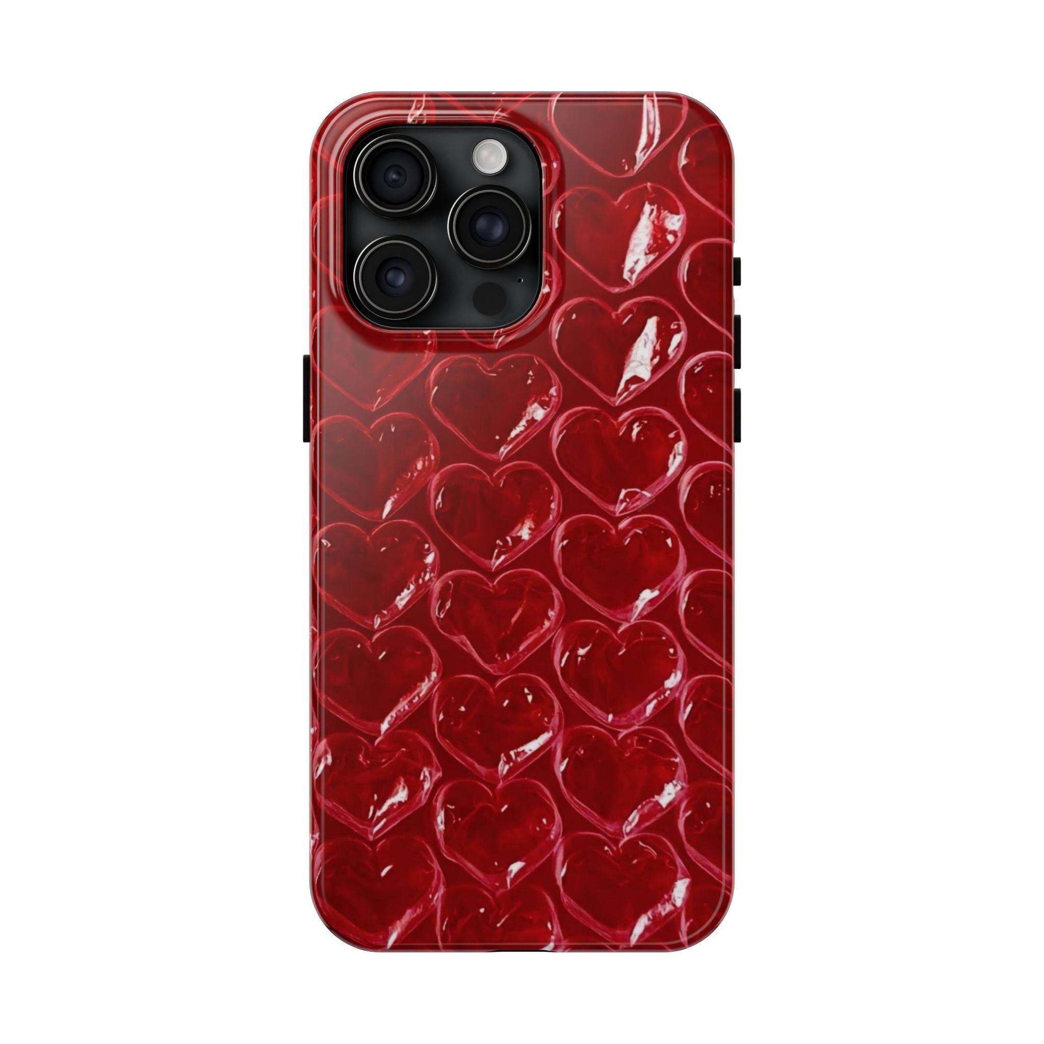Red Heart Bubble Phone Case,  iPhone & Samsung Cute Love Pattern, Slim Protective Cover, Girls Women Design