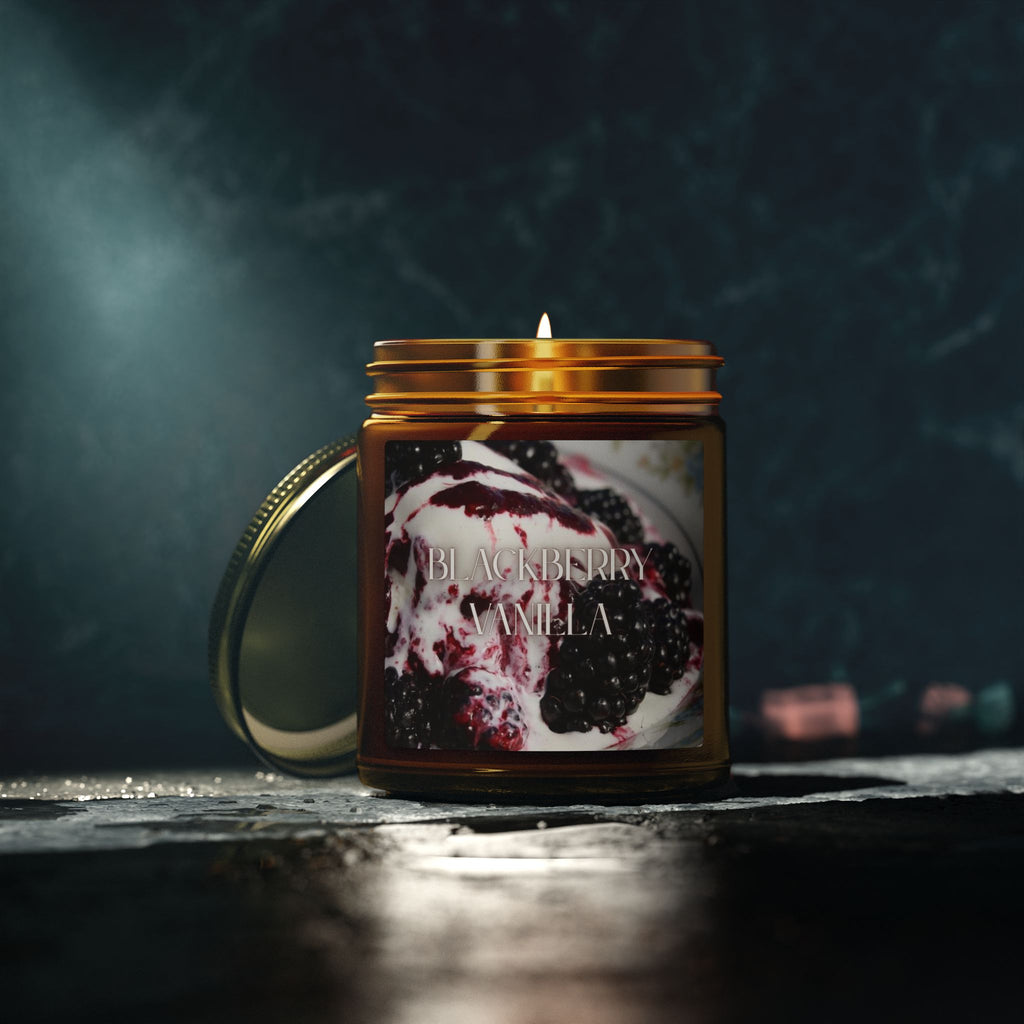 Blackberry Vanilla Scented Candle, Coconut Apricot Wax, Sweet Berry Scent, Fruity Warm Fragrance, Relaxing Home Decor, 4oz & 9oz