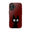 Black Cat Phone Case – Minimal Cute Design, Slim Protective Burgundy Cover