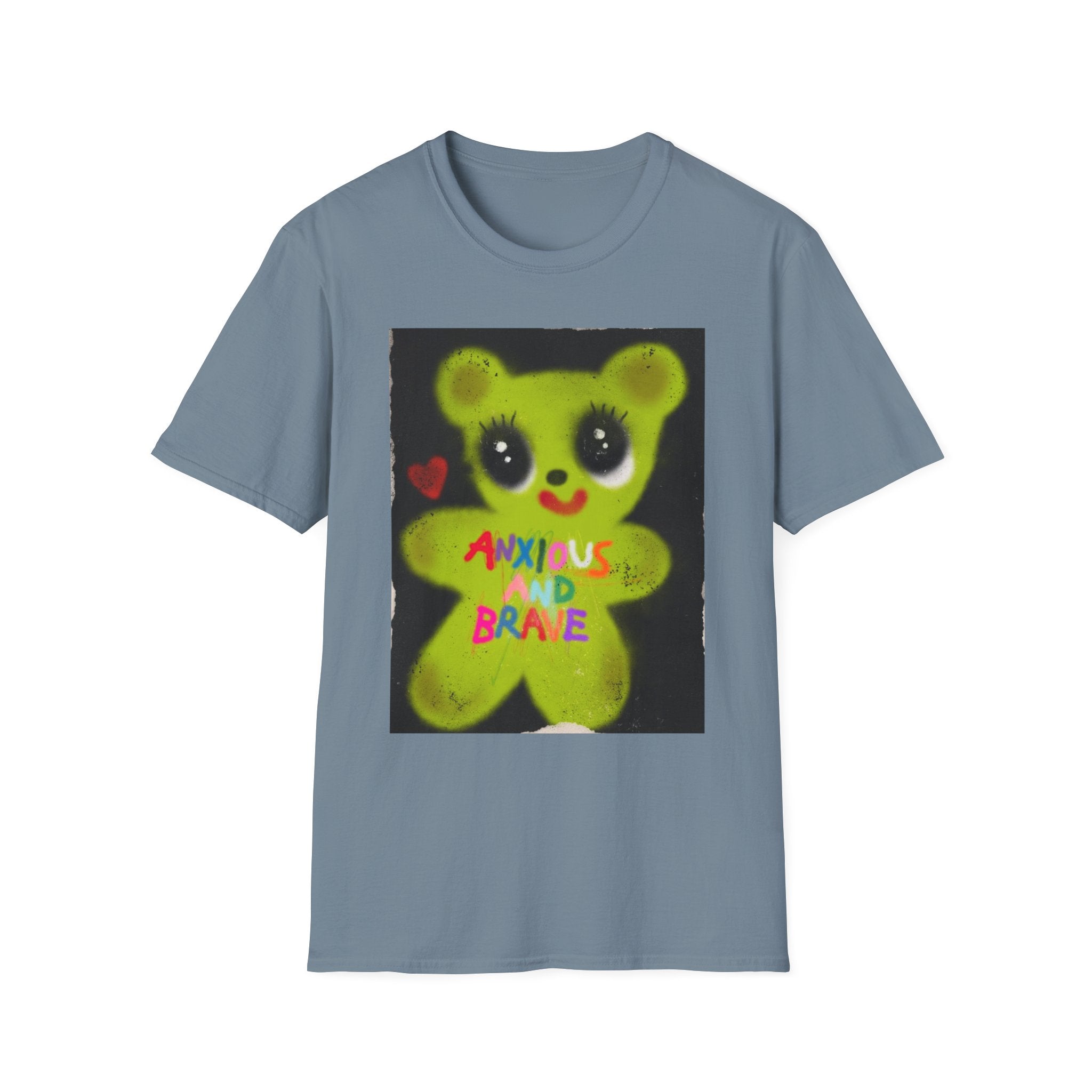 Anxious and Brave Bear T-Shirt – Cute Mental Health Graphic Tee for Men & Women