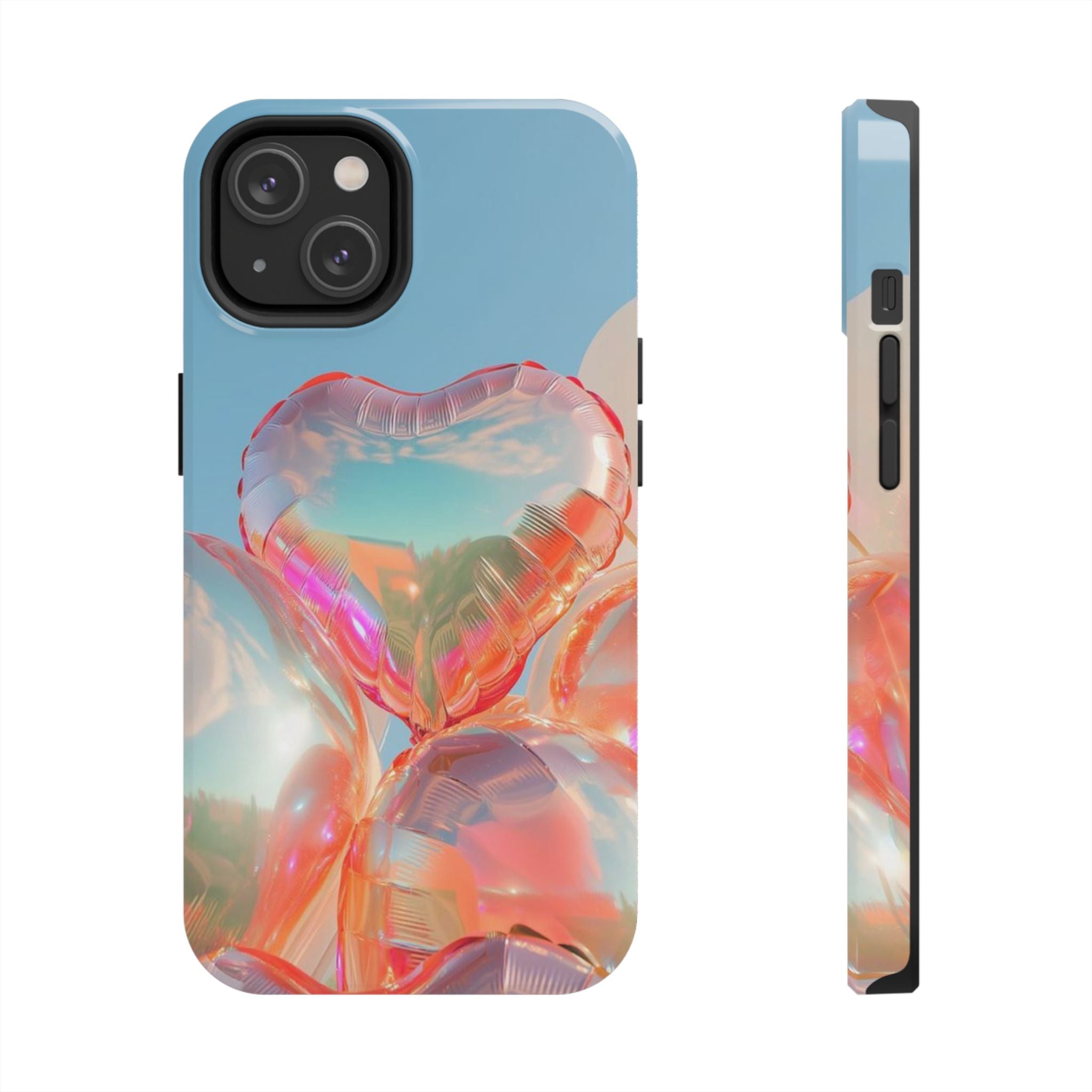 Heart Balloon Phone Case, Iridescent Love Design, iPhone & Samsung Protective Cover, Cute Aesthetic Fun, Girls Women Unique Gift