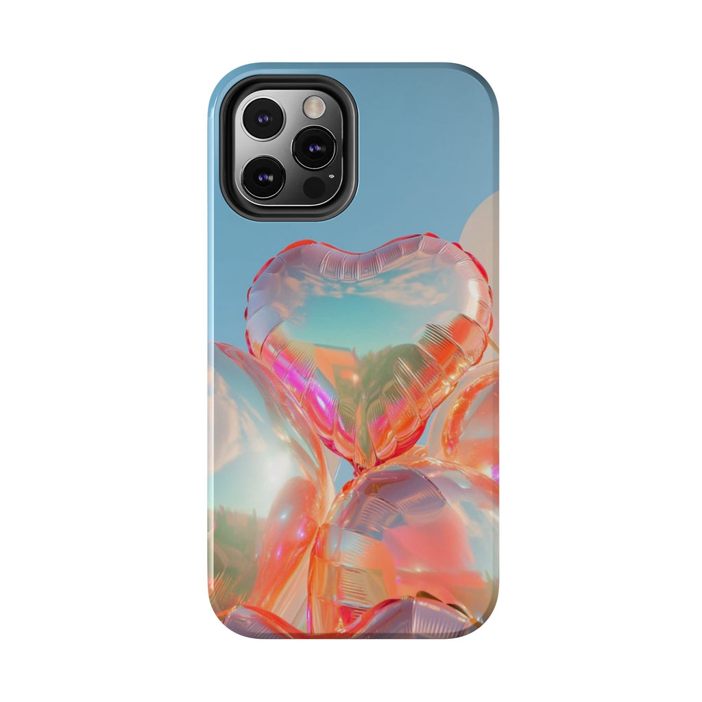 Heart Balloon Phone Case, Iridescent Love Design, iPhone & Samsung Protective Cover, Cute Aesthetic Fun, Girls Women Unique Gift