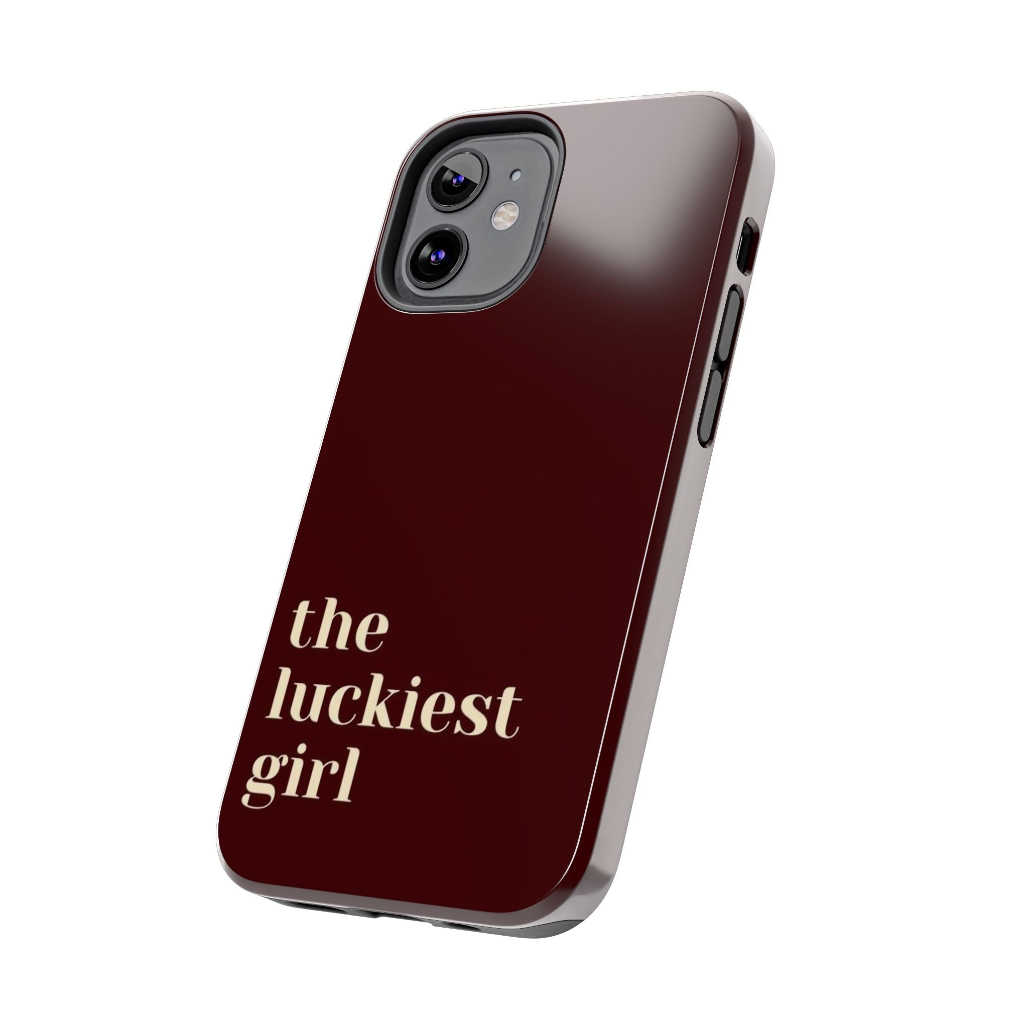 Burgundy Red Phone Case Minimal Aesthetic Protective The Luckiest Girl