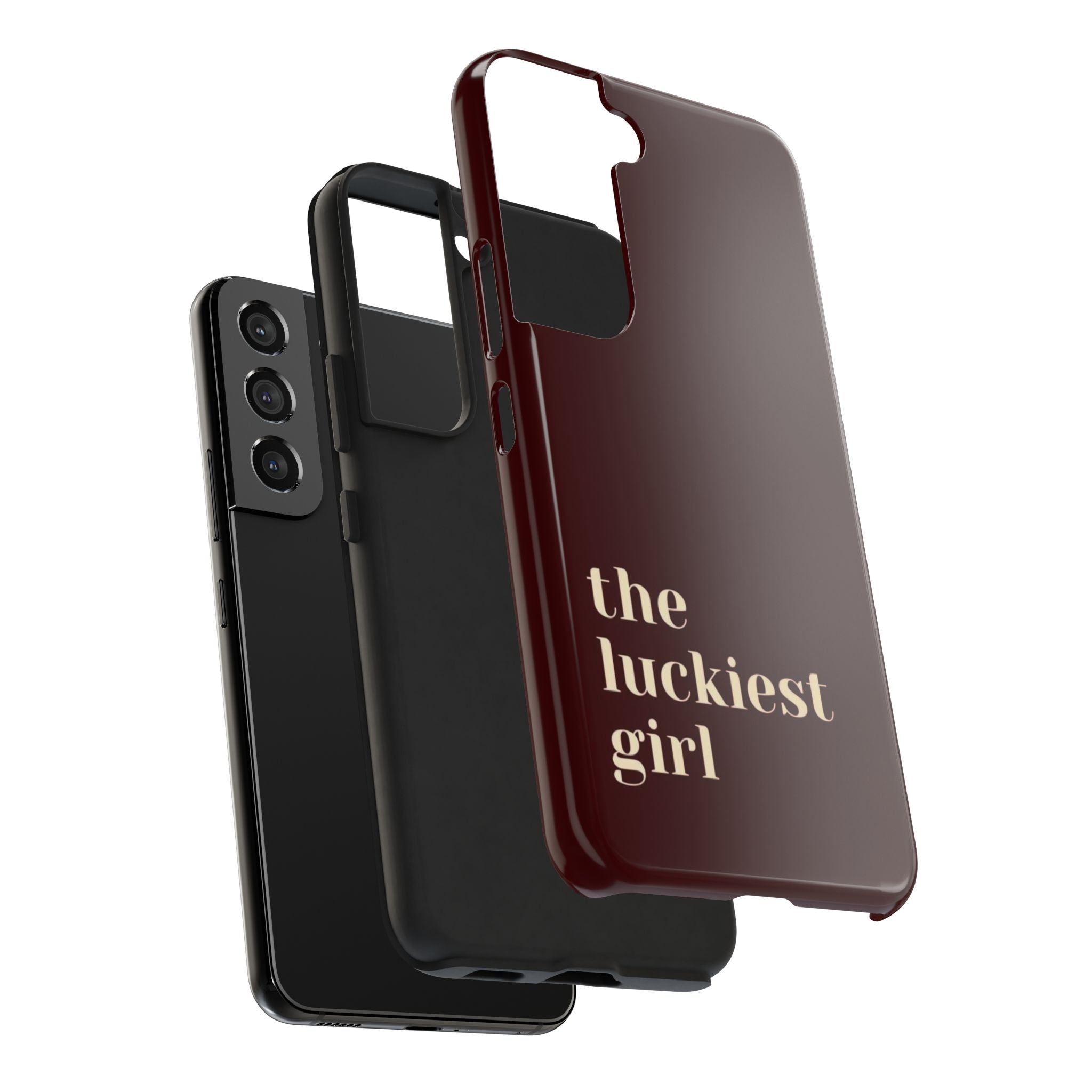 Burgundy Red Phone Case Minimal Aesthetic Protective The Luckiest Girl
