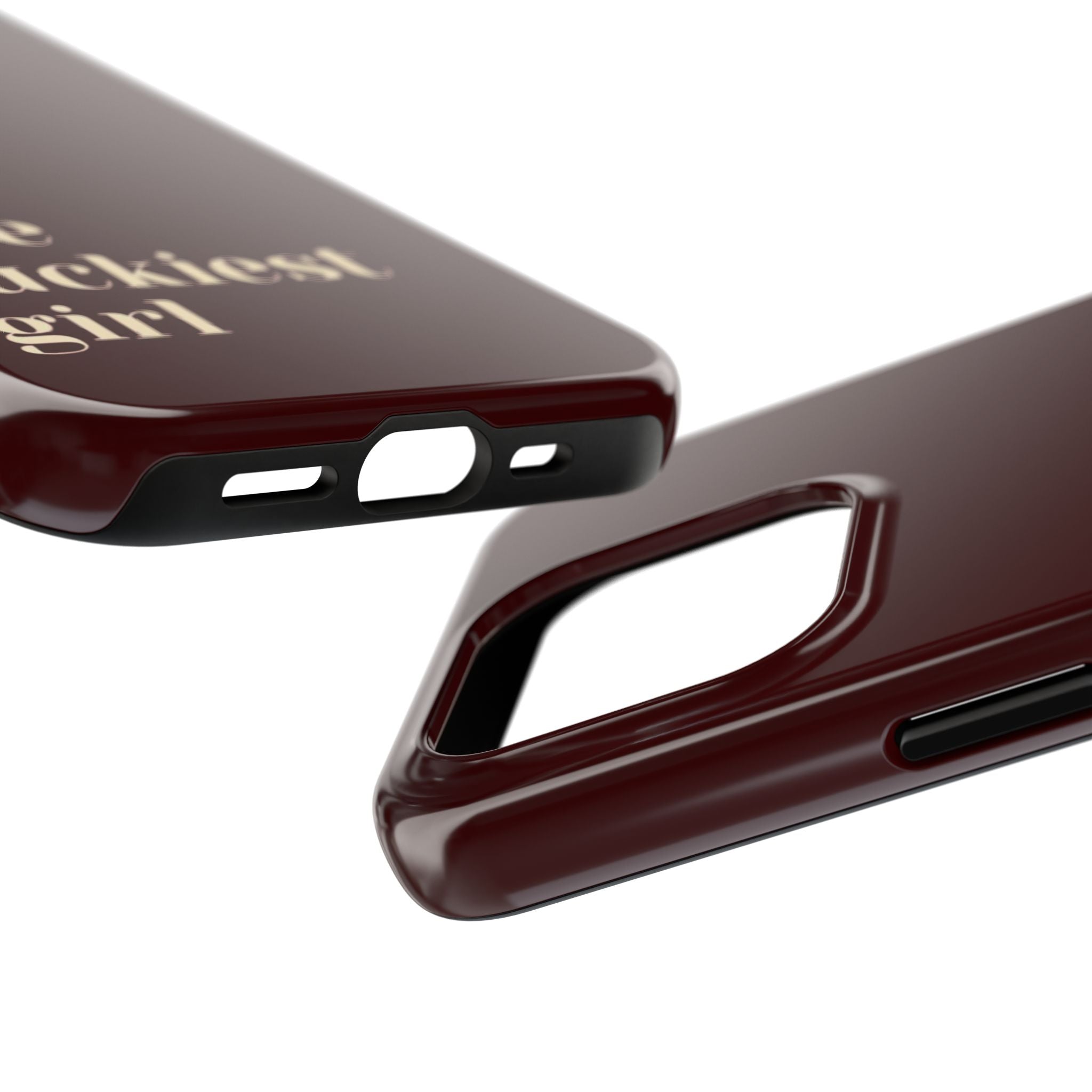 Burgundy Red Phone Case Minimal Aesthetic Protective The Luckiest Girl