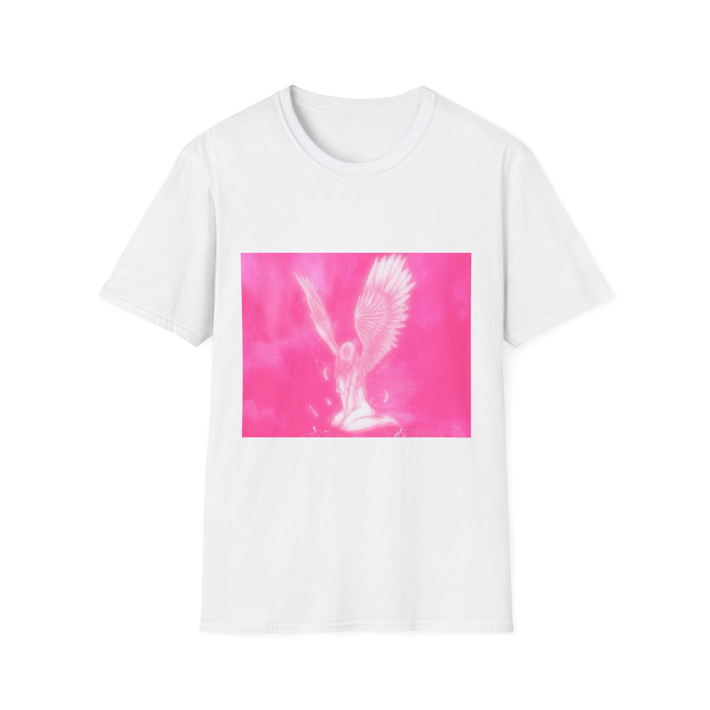 Pink Angel T-Shirt, Aesthetic Wing Graphic Tee, Heavenly Art Shirt, Soft Cotton Apparel, Unique Gift for Women Men