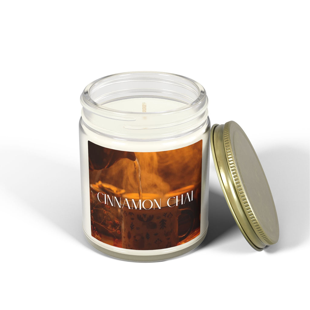Cinnamon Chai Scented Candle, Coconut Apricot Wax, Warm Spice Aroma, Autumn Fall Scent, Holiday Home Decor Gift, 4oz & 9oz