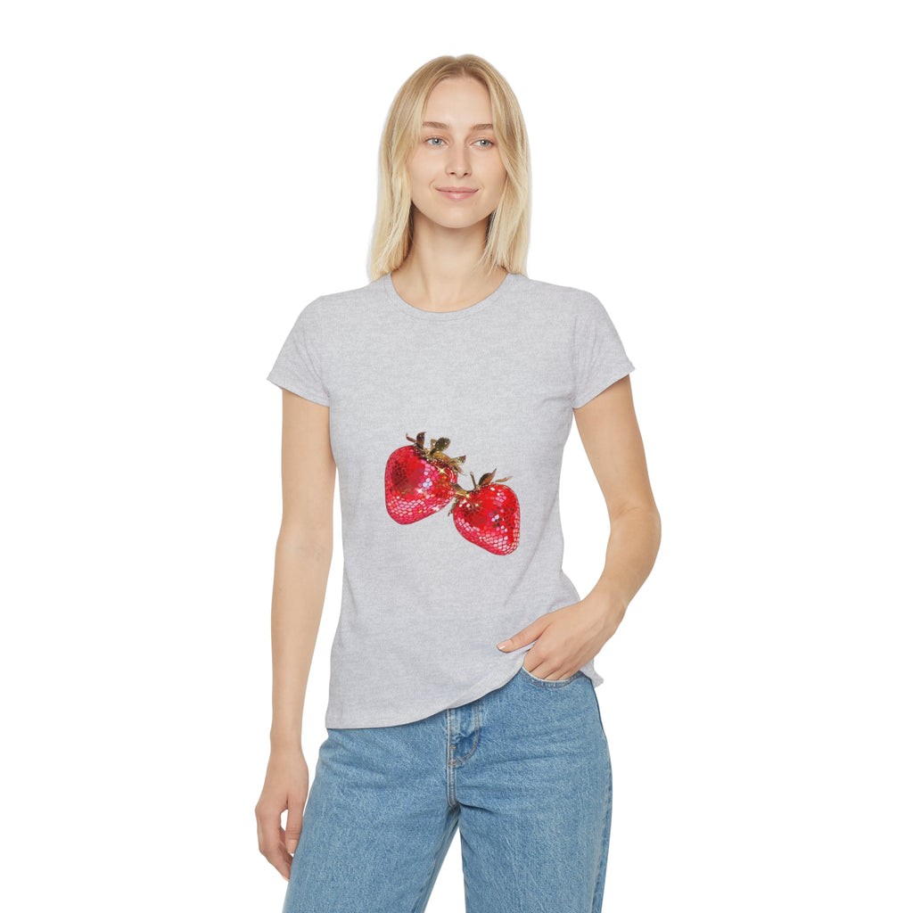 Disco Strawberry T-Shirt, Sweet Fruit Graphic Tee, Summer Picnic Style, Soft Cotton Apparel, Unique Gift for Women Girls
