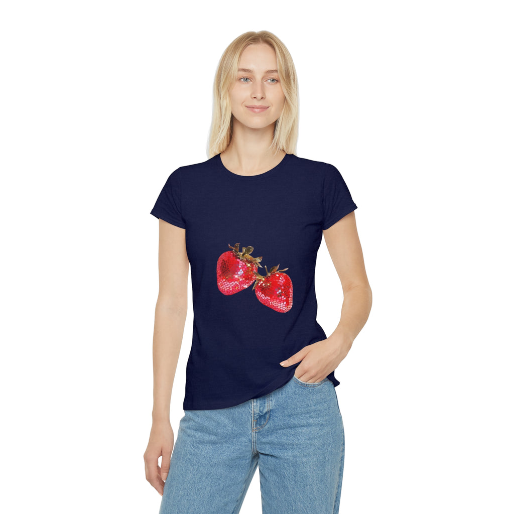 Disco Strawberry T-Shirt, Sweet Fruit Graphic Tee, Summer Picnic Style, Soft Cotton Apparel, Unique Gift for Women Girls
