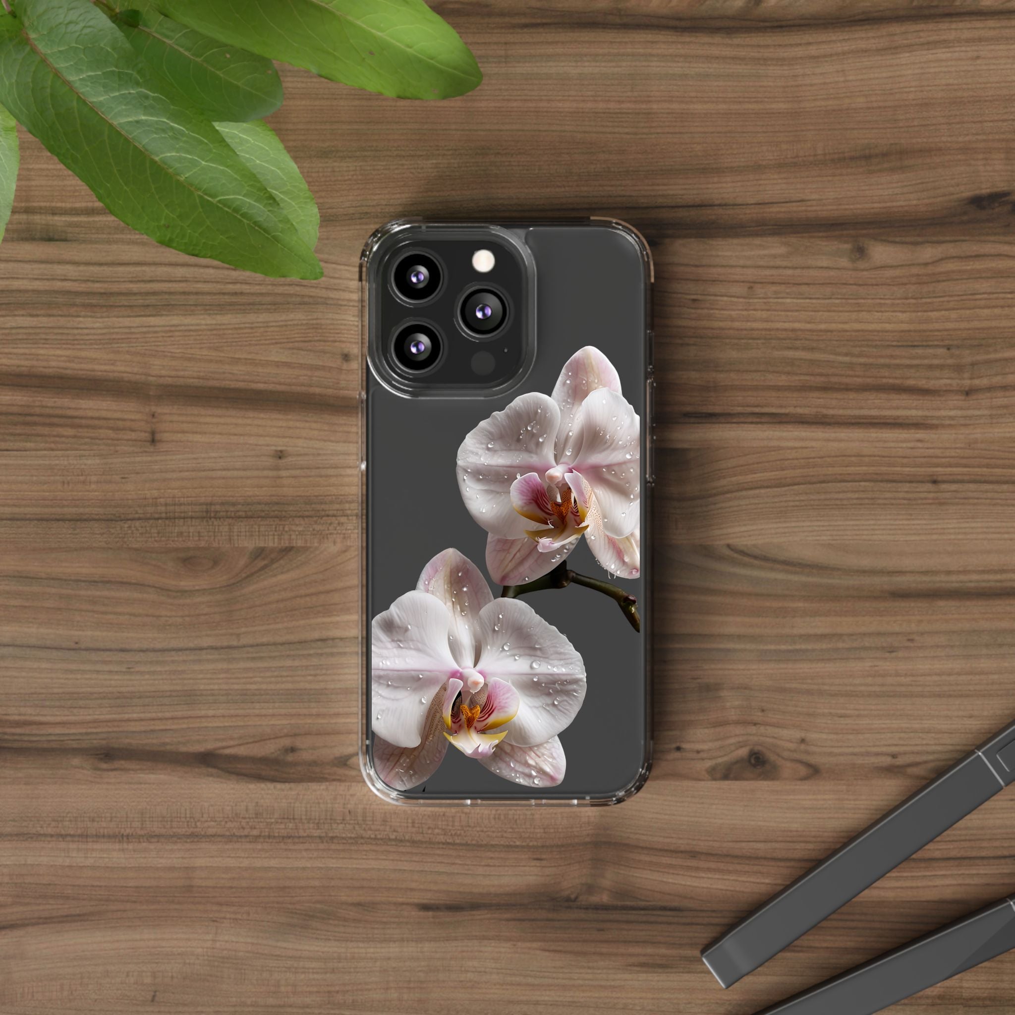 Clear Orchid Phone Case, Protective Case for iPhone, Samsung, Android