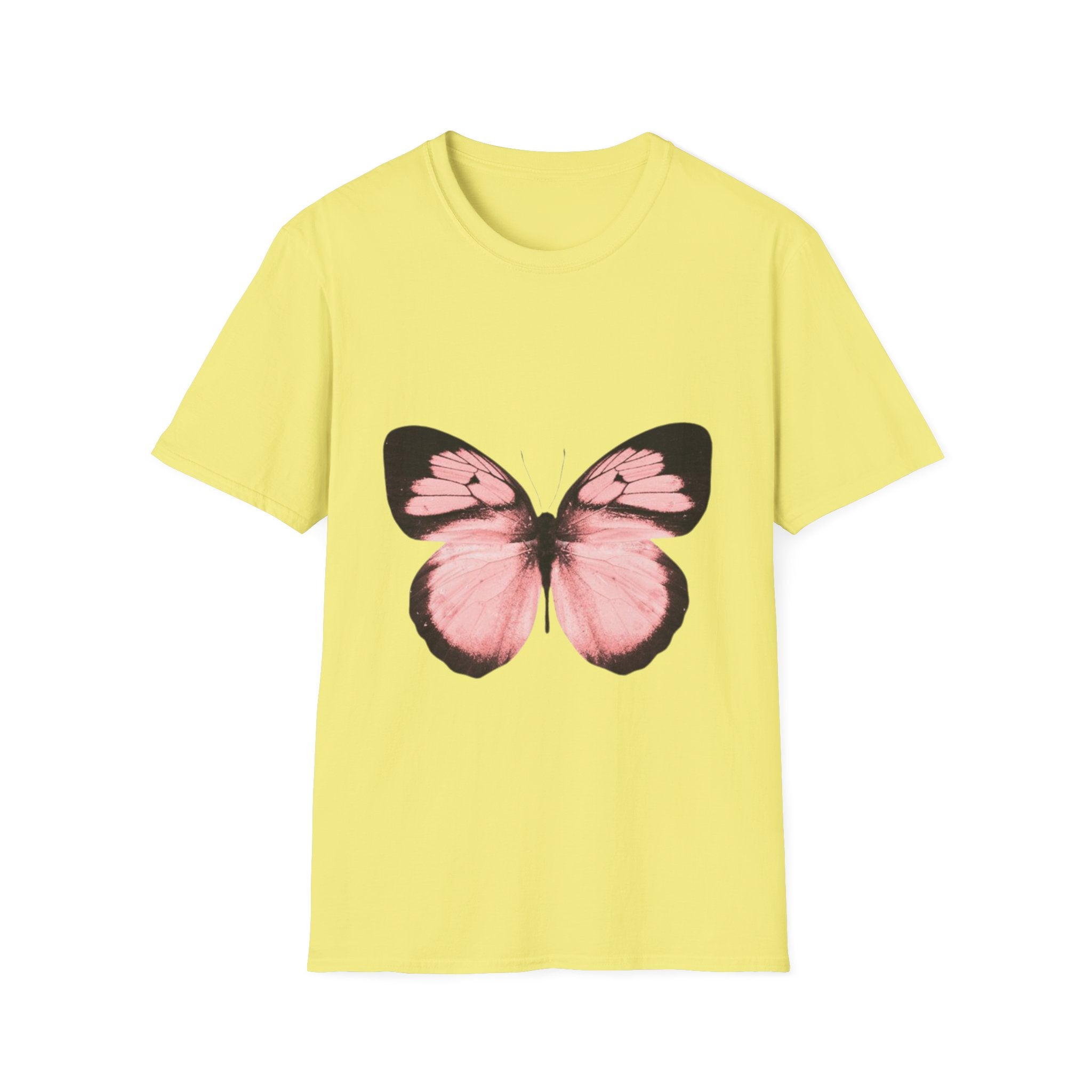 Pink Butterfly T-Shirt, Aesthetic Insect Graphic Tee, Nature Art Shirt, Soft Cotton Apparel, Unique Gift for Women Men