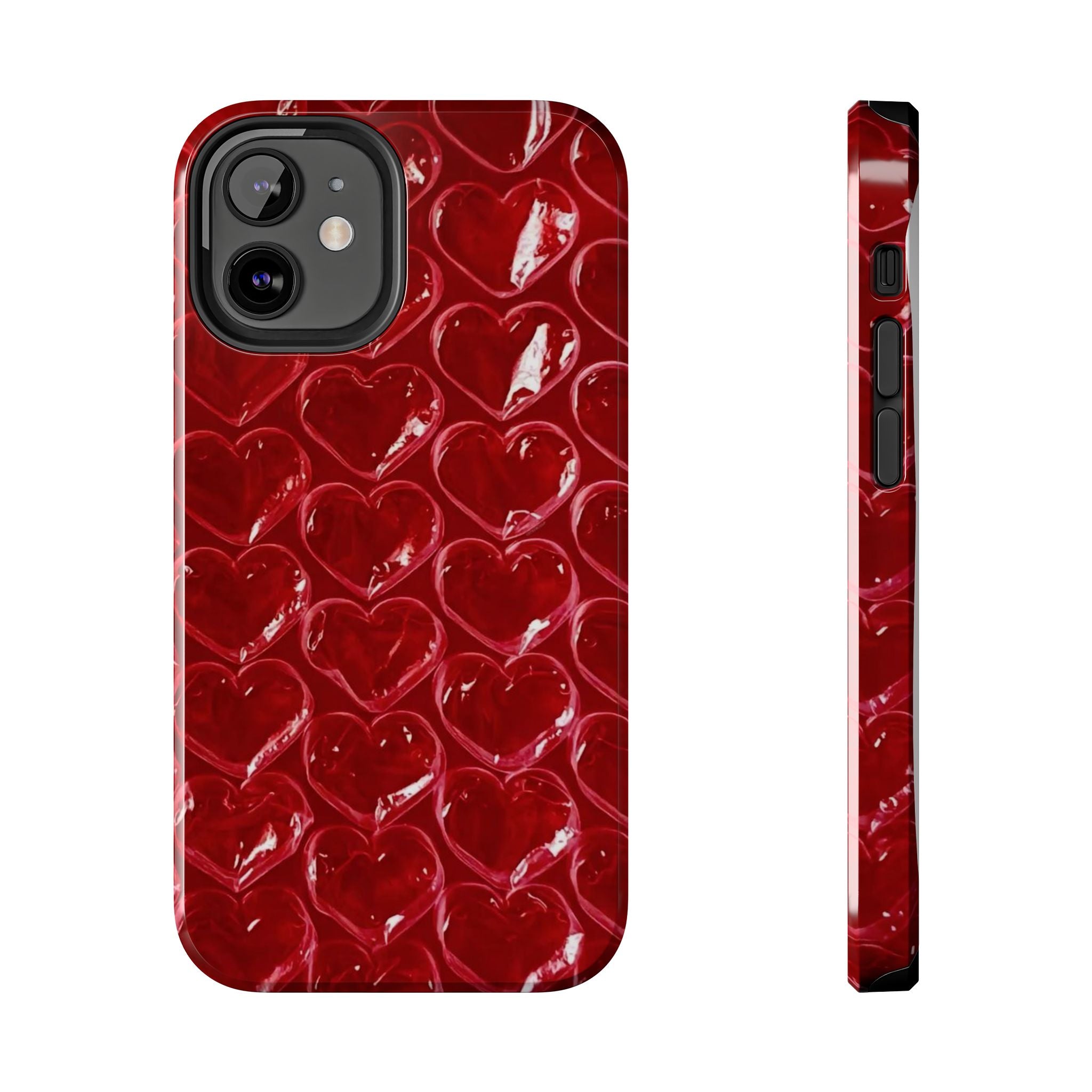 Red Heart Bubble Phone Case,  iPhone & Samsung Cute Love Pattern, Slim Protective Cover, Girls Women Design