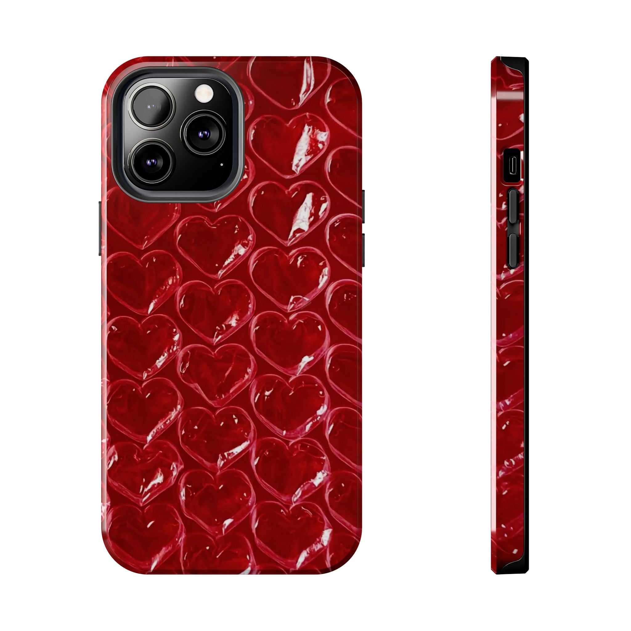 Red Heart Bubble Phone Case,  iPhone & Samsung Cute Love Pattern, Slim Protective Cover, Girls Women Design