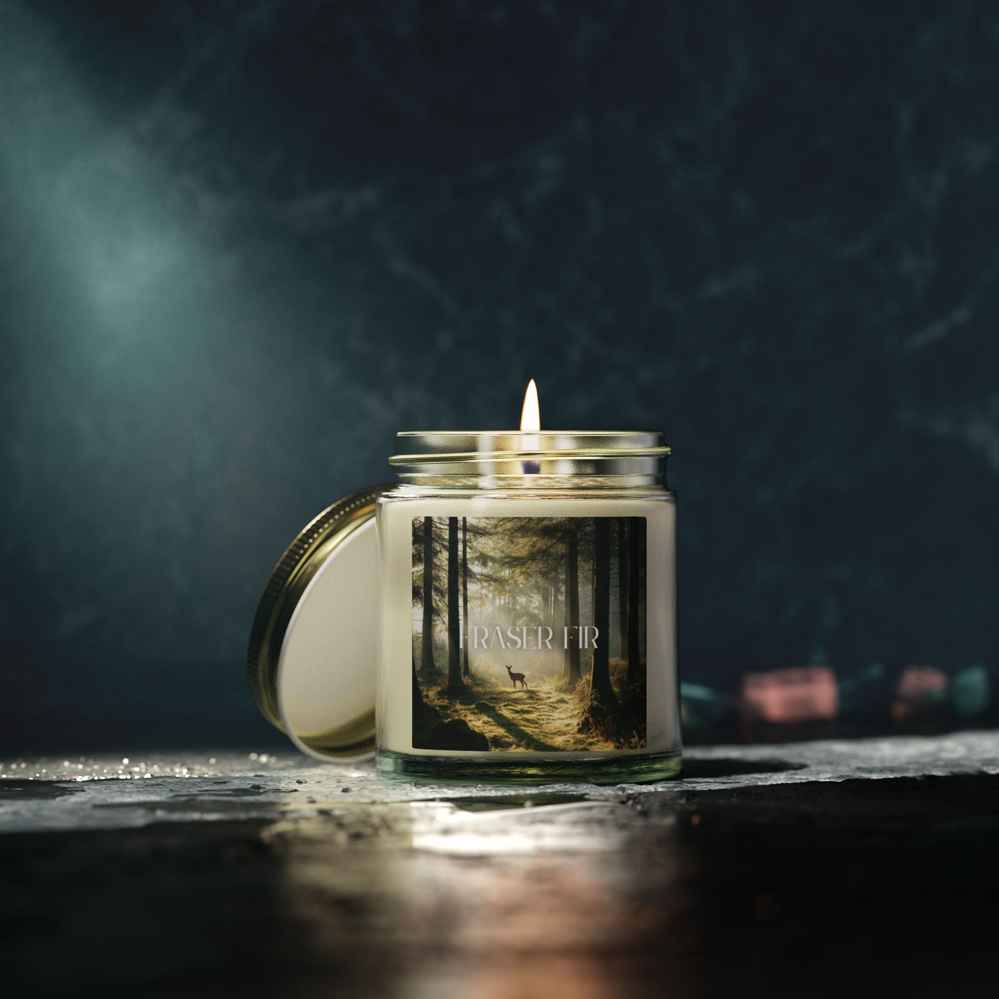 Pine Forest Scented Candle, Coconut Apricot Wax, Fresh Forest Scent, Winter Holiday Aroma, Woodsy Home Decor Gift, 4oz & 9oz