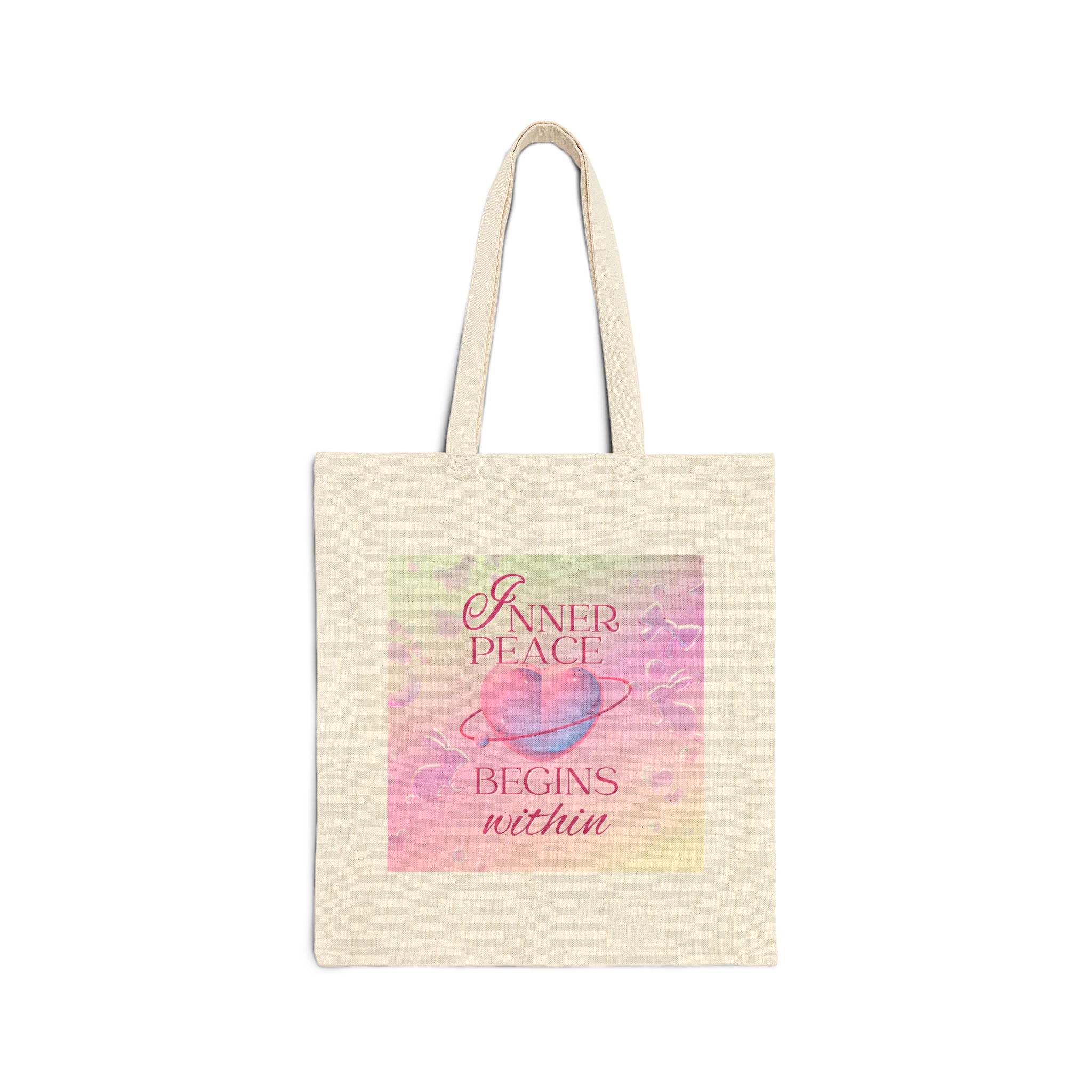 Cotton Tote Bag - Pink Purple Design, Reusable Grocery Bag, Eco-Friendly Beach Bag, Shopping Bag