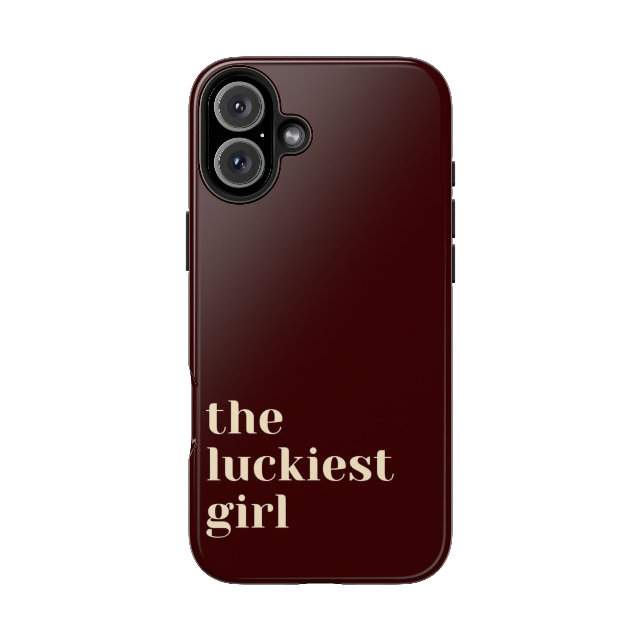 Burgundy Red Phone Case Minimal Aesthetic Protective The Luckiest Girl