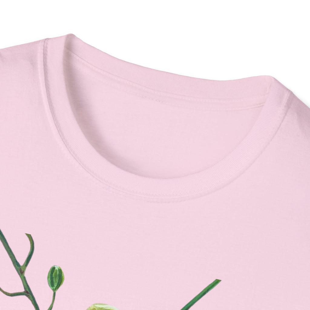 Green Orchid T-Shirt, Botanical Floral Graphic Tee, Nature Plant Art Shirt, Soft Cotton Apparel, Unique Gift for Women Men