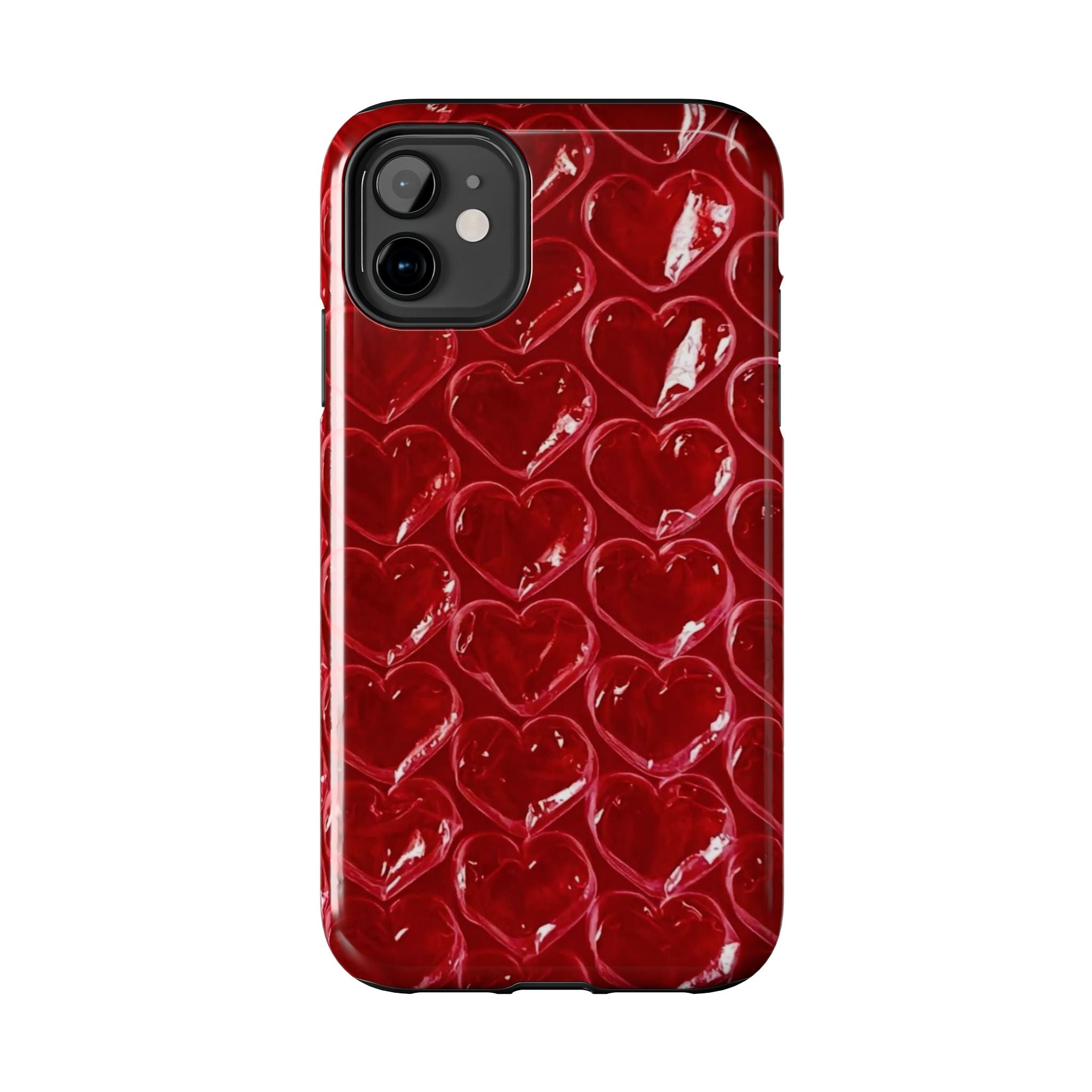 Red Heart Bubble Phone Case,  iPhone & Samsung Cute Love Pattern, Slim Protective Cover, Girls Women Design